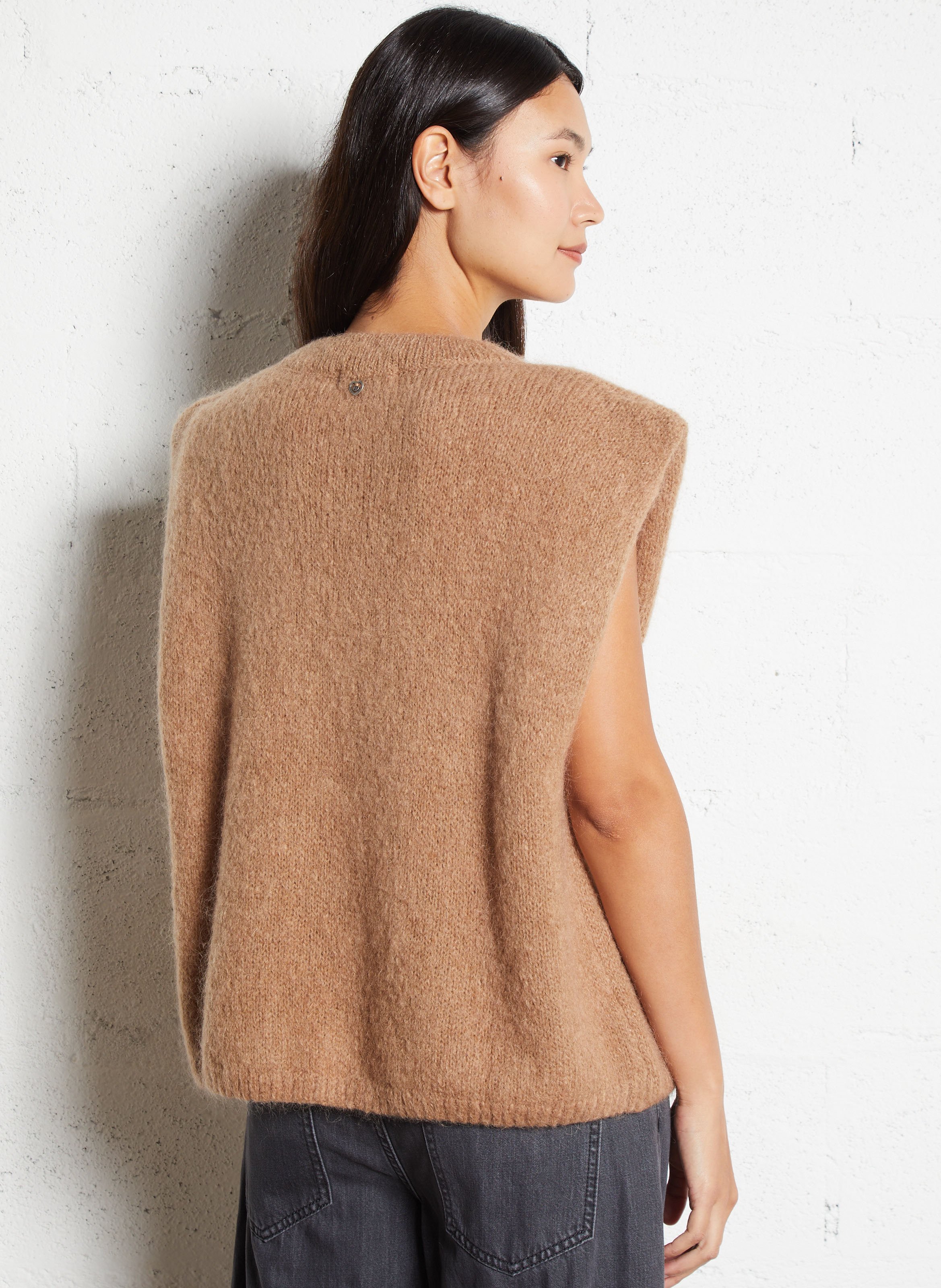 Pull col rond en laine mélangée PLEASE Marron