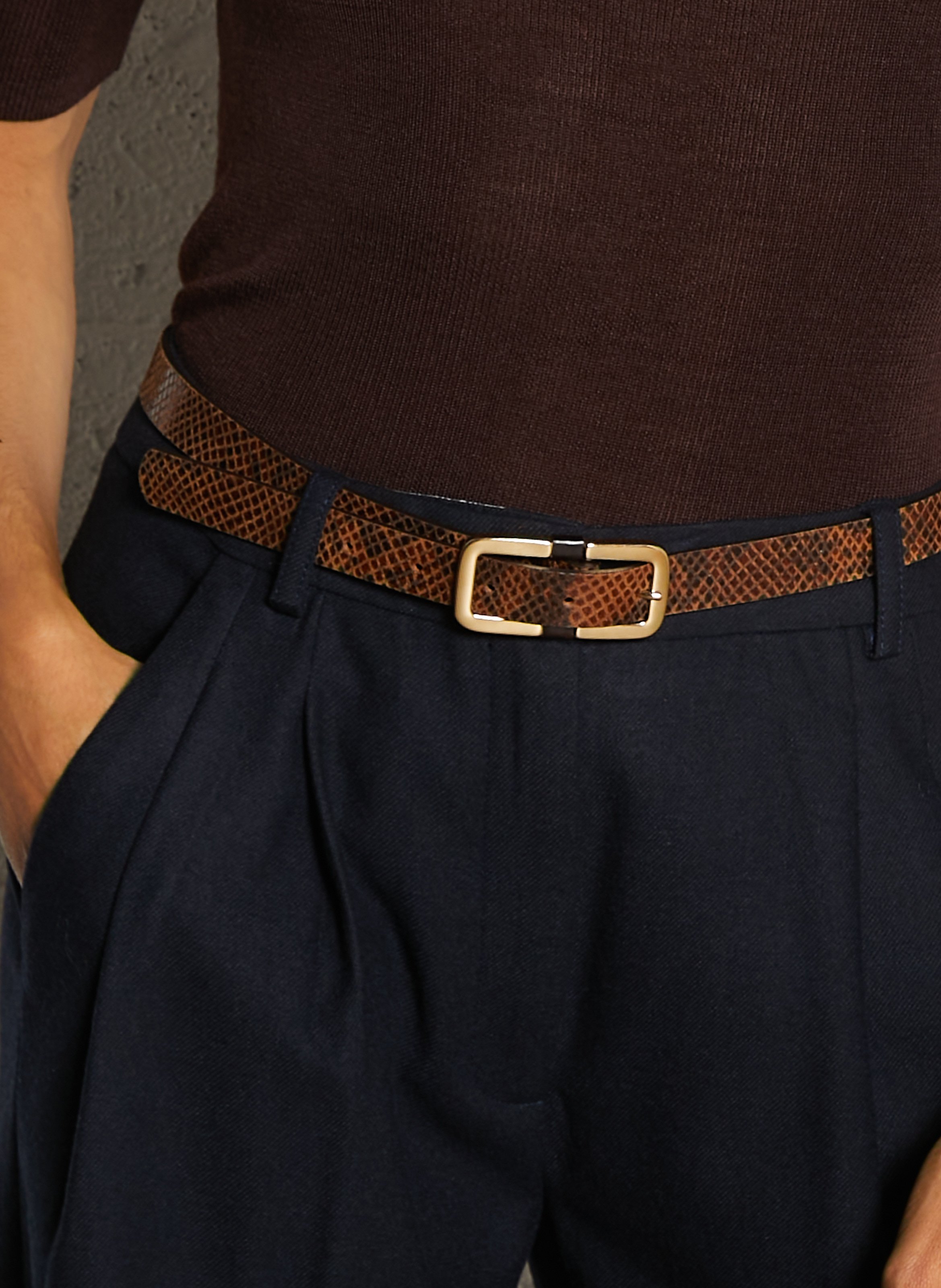 Ceinture en cuir  HERBERT FRERE SOEUR Marron