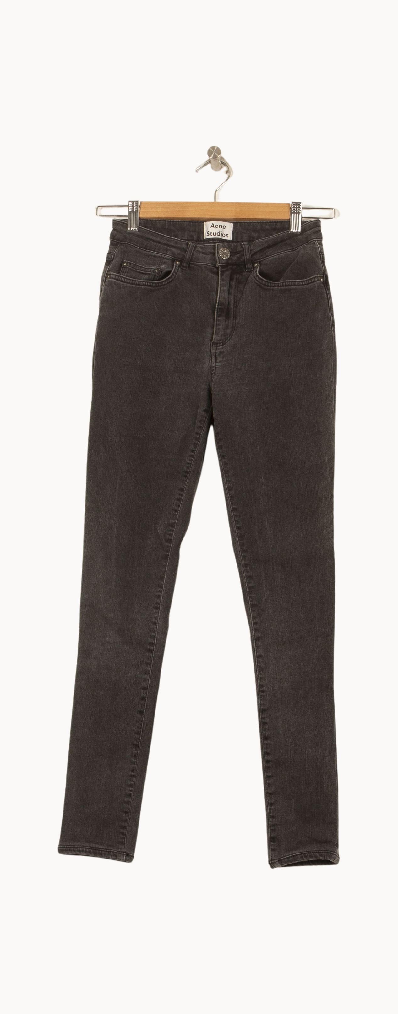Cropped slim jeans with studs ACNE STUDIOS - Seconde Main Grey