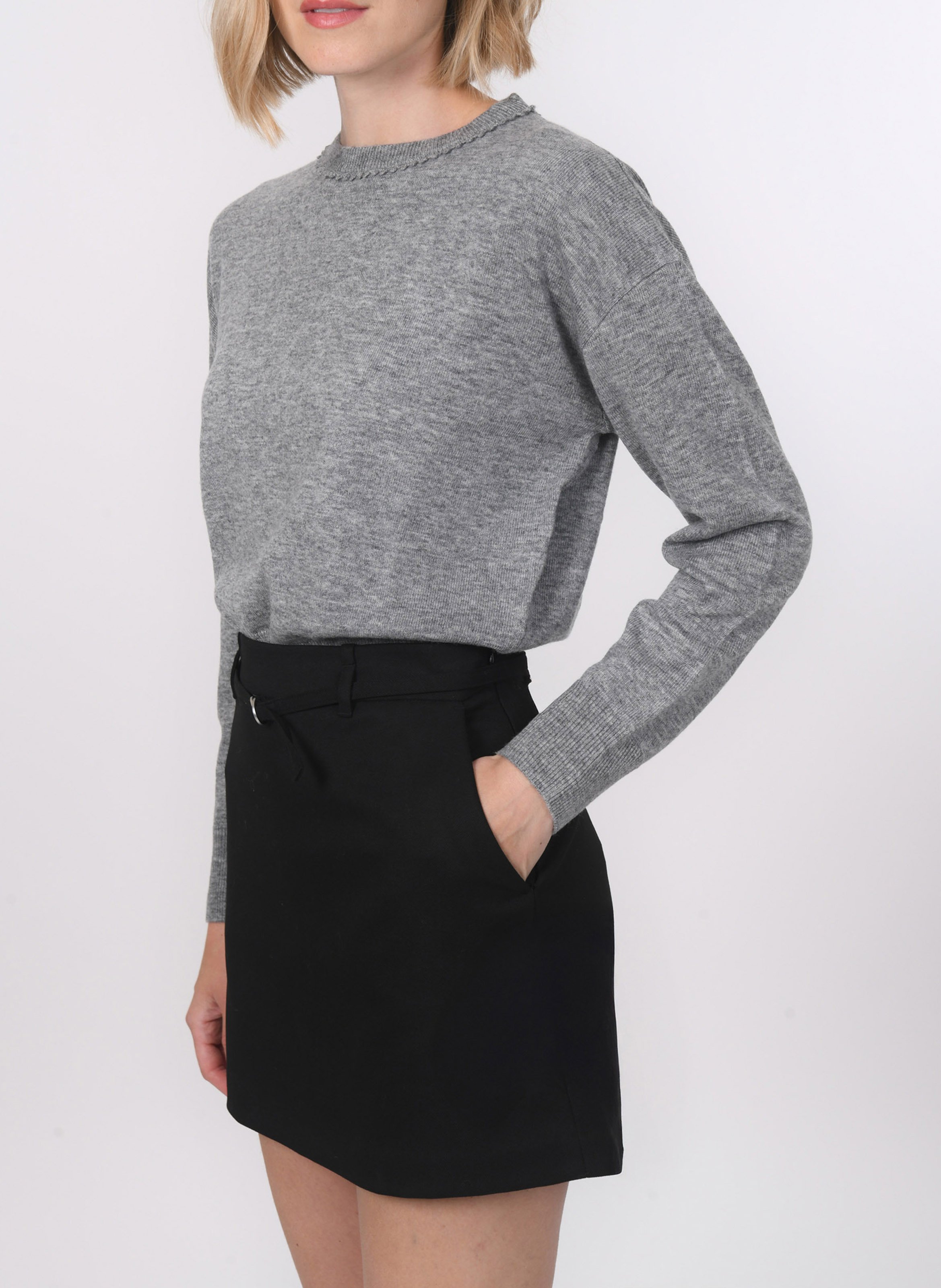 Kurzärmliger Pullover mit Rundhalsausschnitt KOOKAI Grau