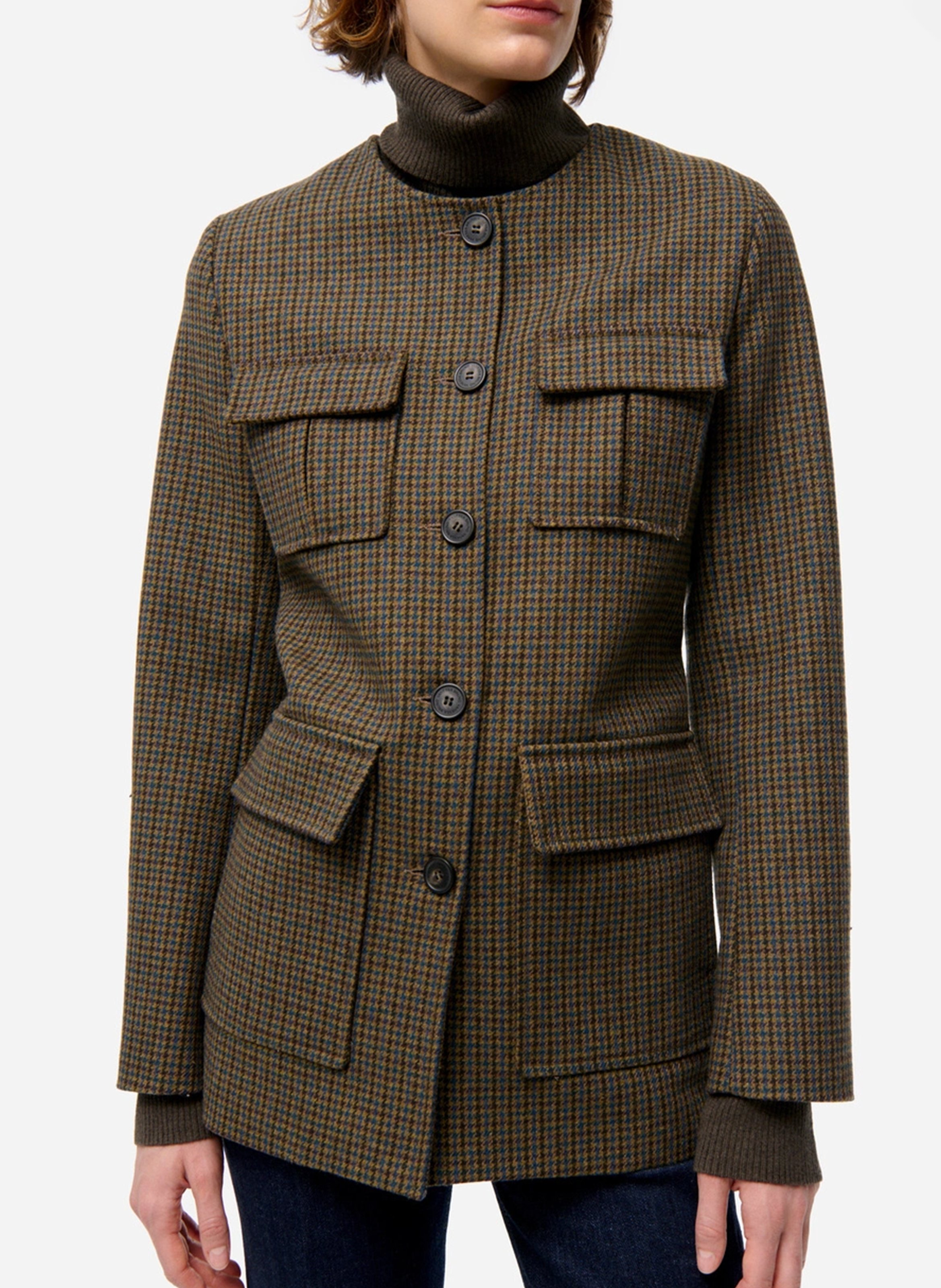 Round-neck wool-blend jacket VANESSA BRUNO Green