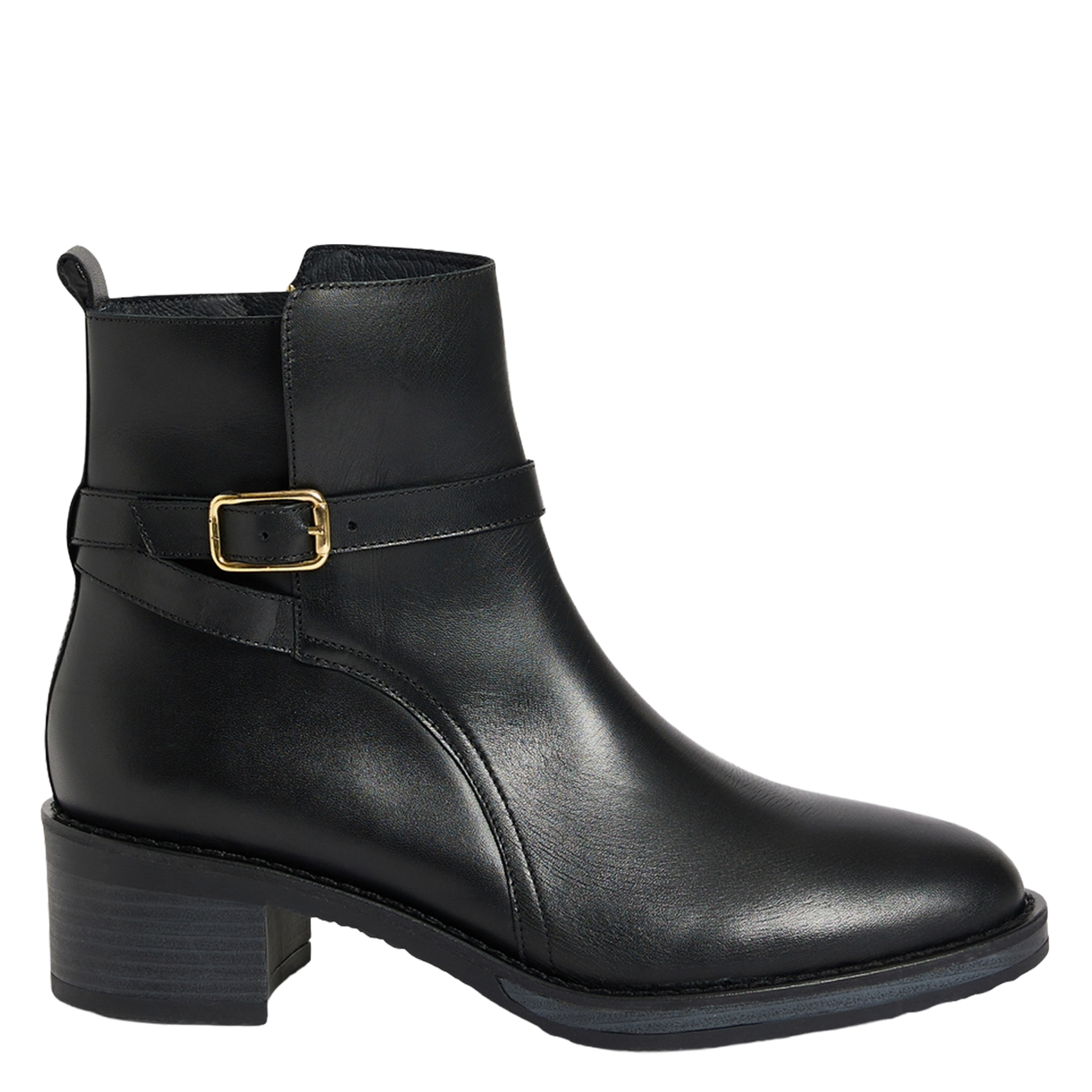 Effen leren enkellaarzen met textuur PABLO Zwart