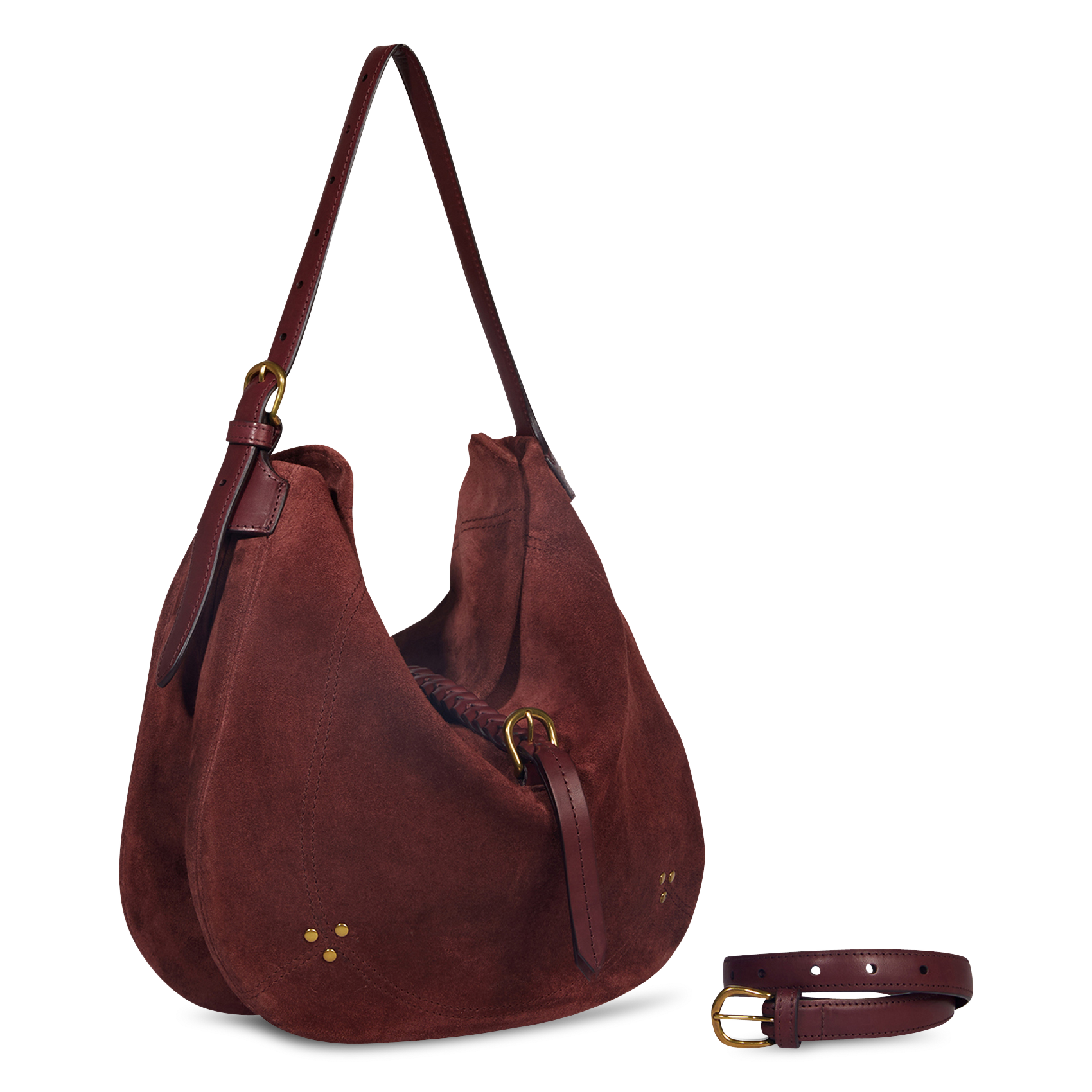 Soft suede leather shoulder bag Red