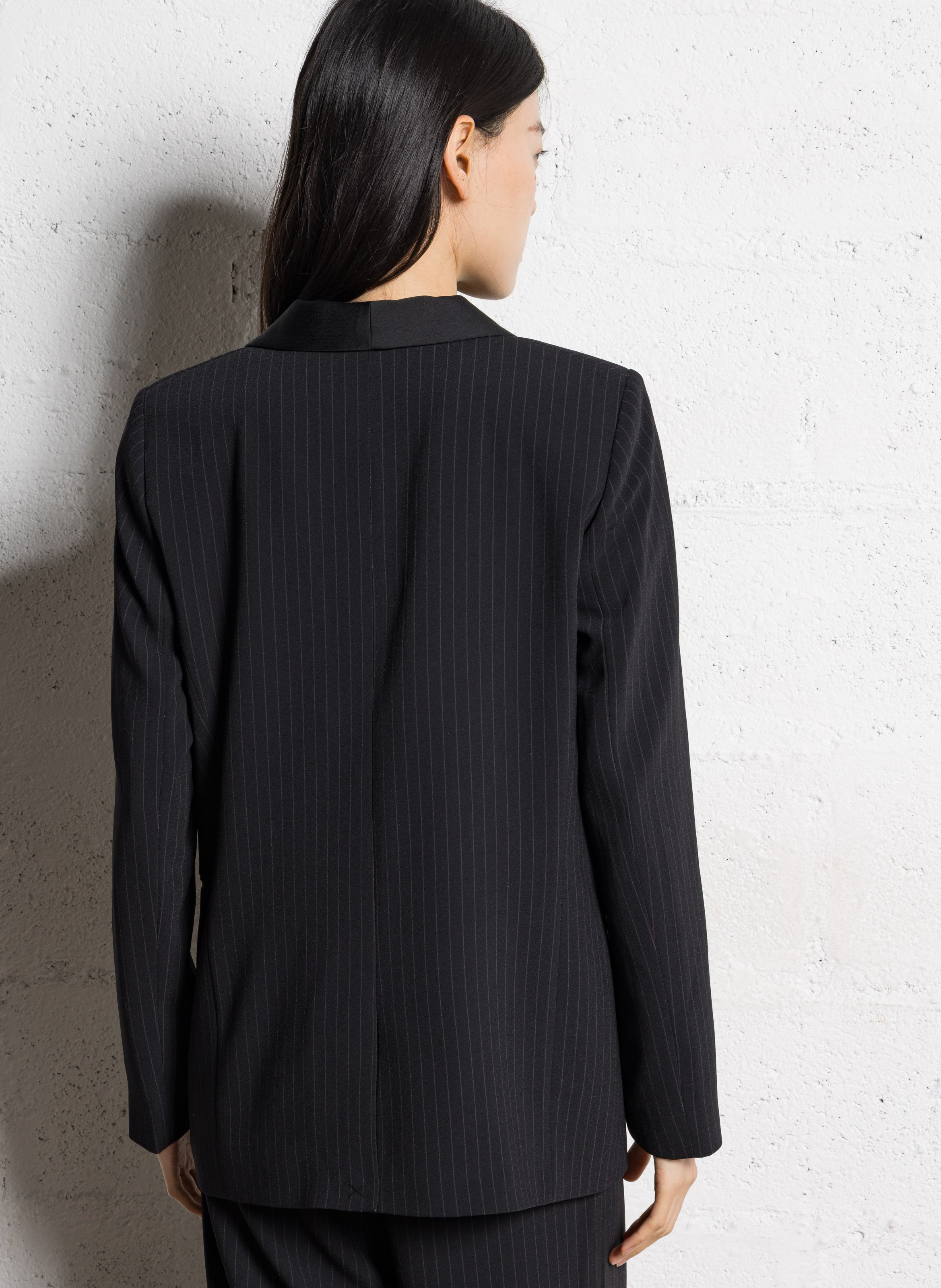 Veste droite col châle à rayures IKKS Noir