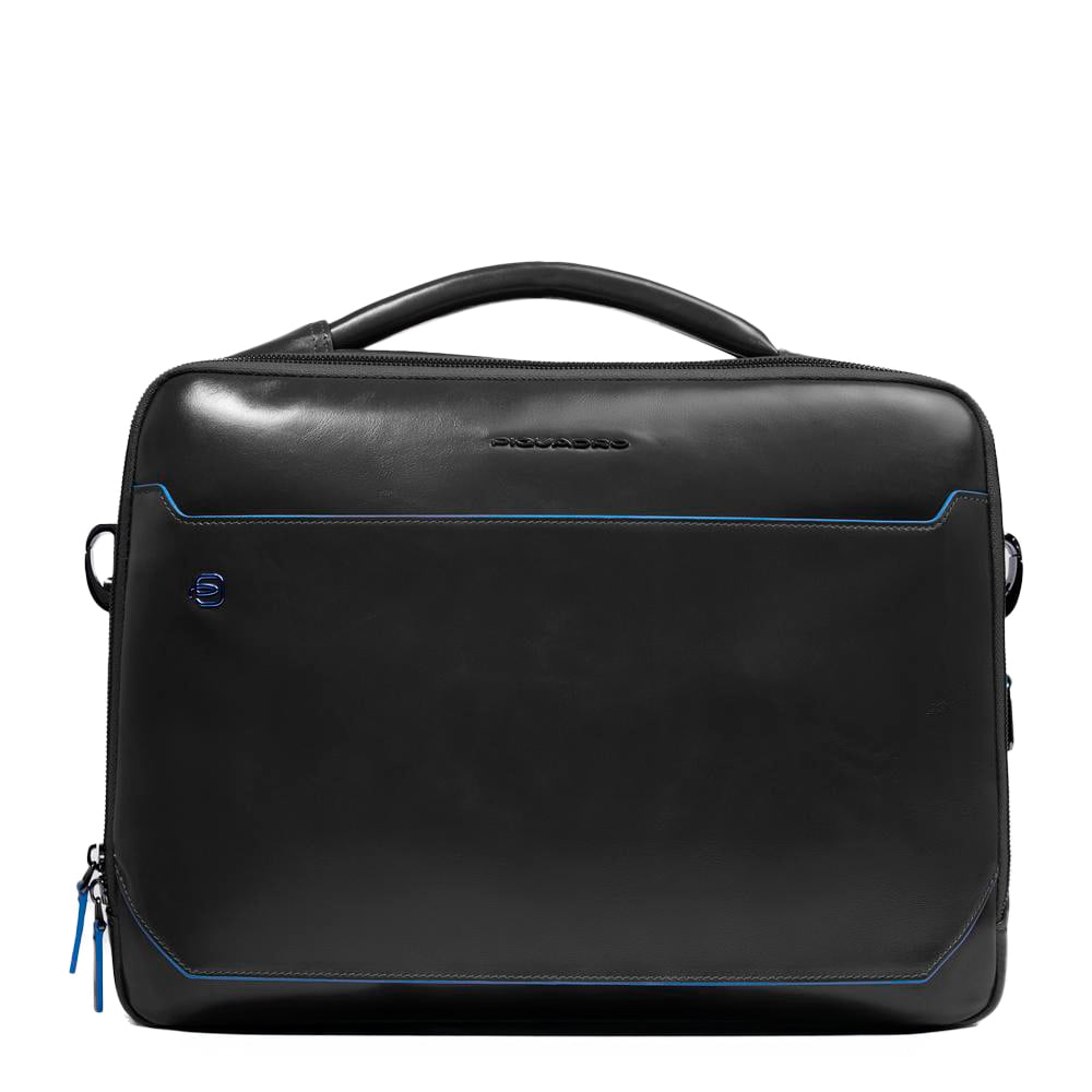 Customizable leather bag for laptop and iPad® Pro 12.9 with shockproof and RFID protection. PIQUADRO