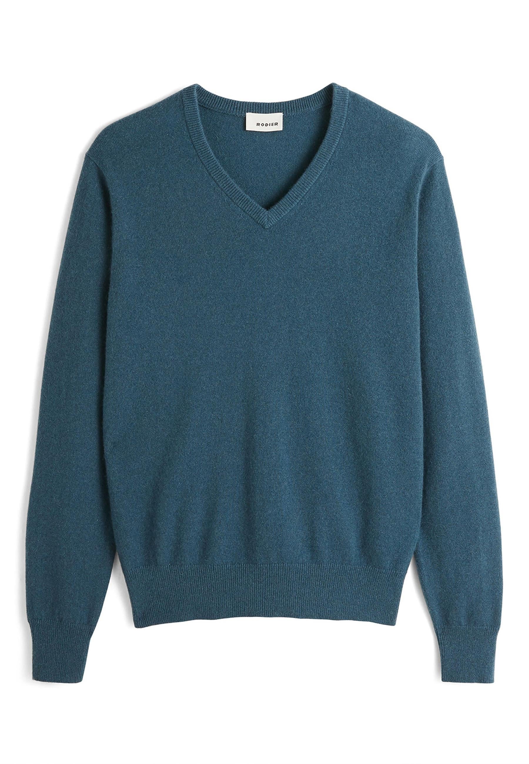 Men's V-neck cashmere sweater RODIER Blue