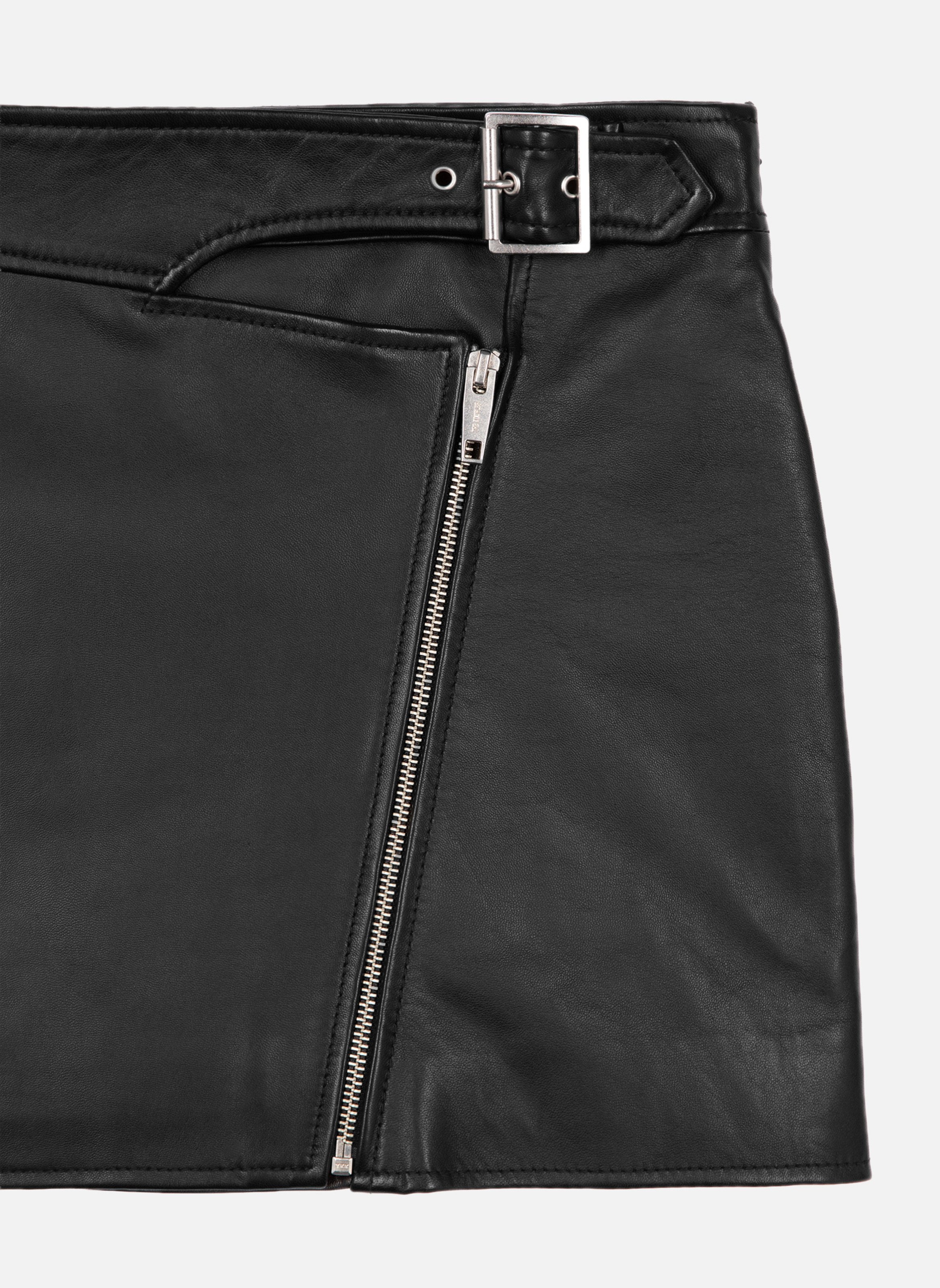 Leather skirt with zipper THE KOOPLES Black