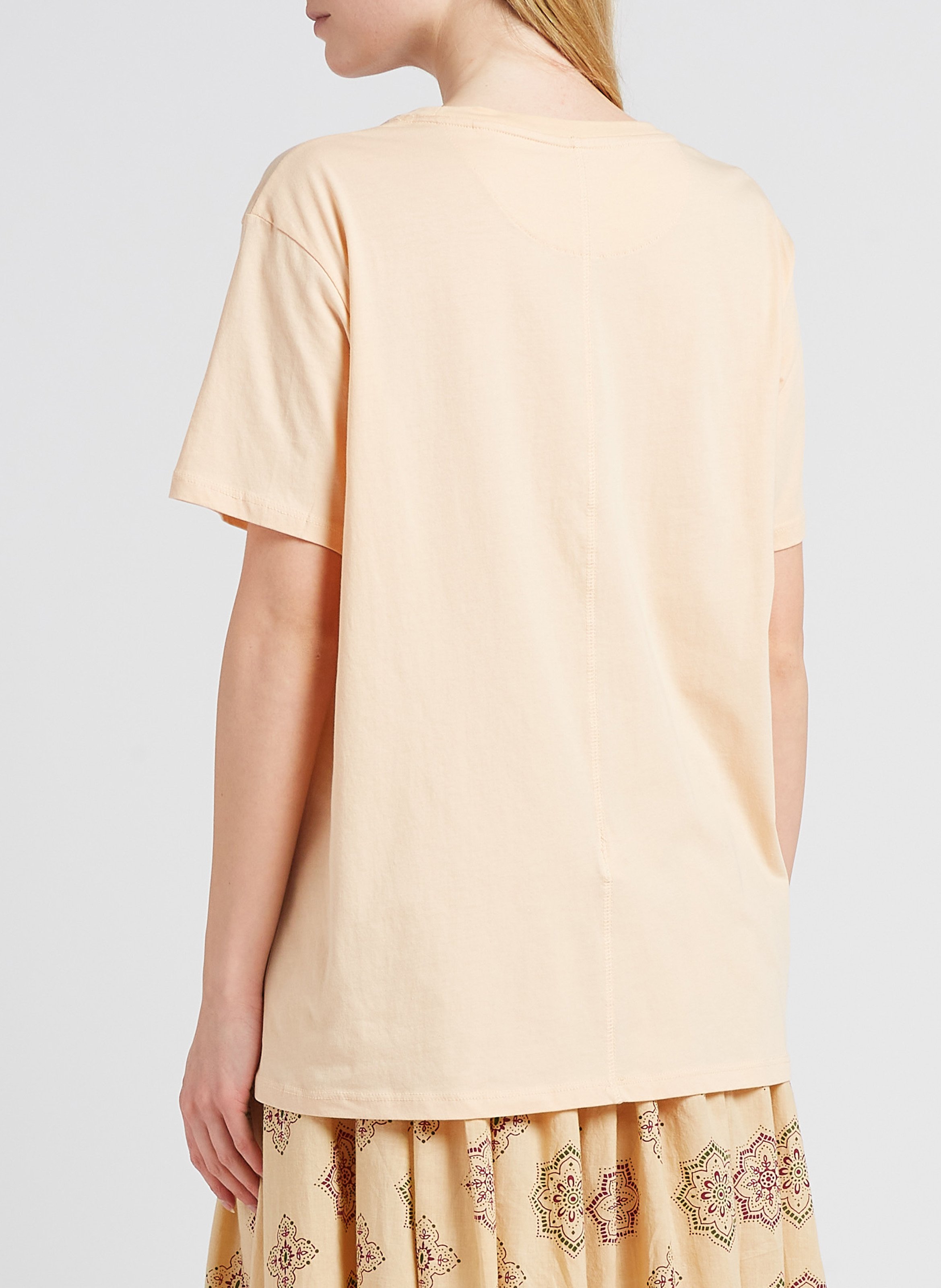 Rundhals-T-Shirt aus Baumwolle mit Siebdruck SWILDENS Beige