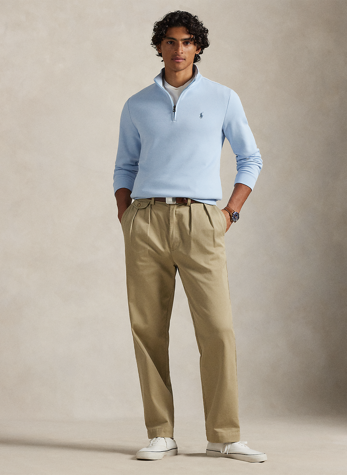 Straight high-neck cotton-blend sweater POLO RALPH LAUREN Blue