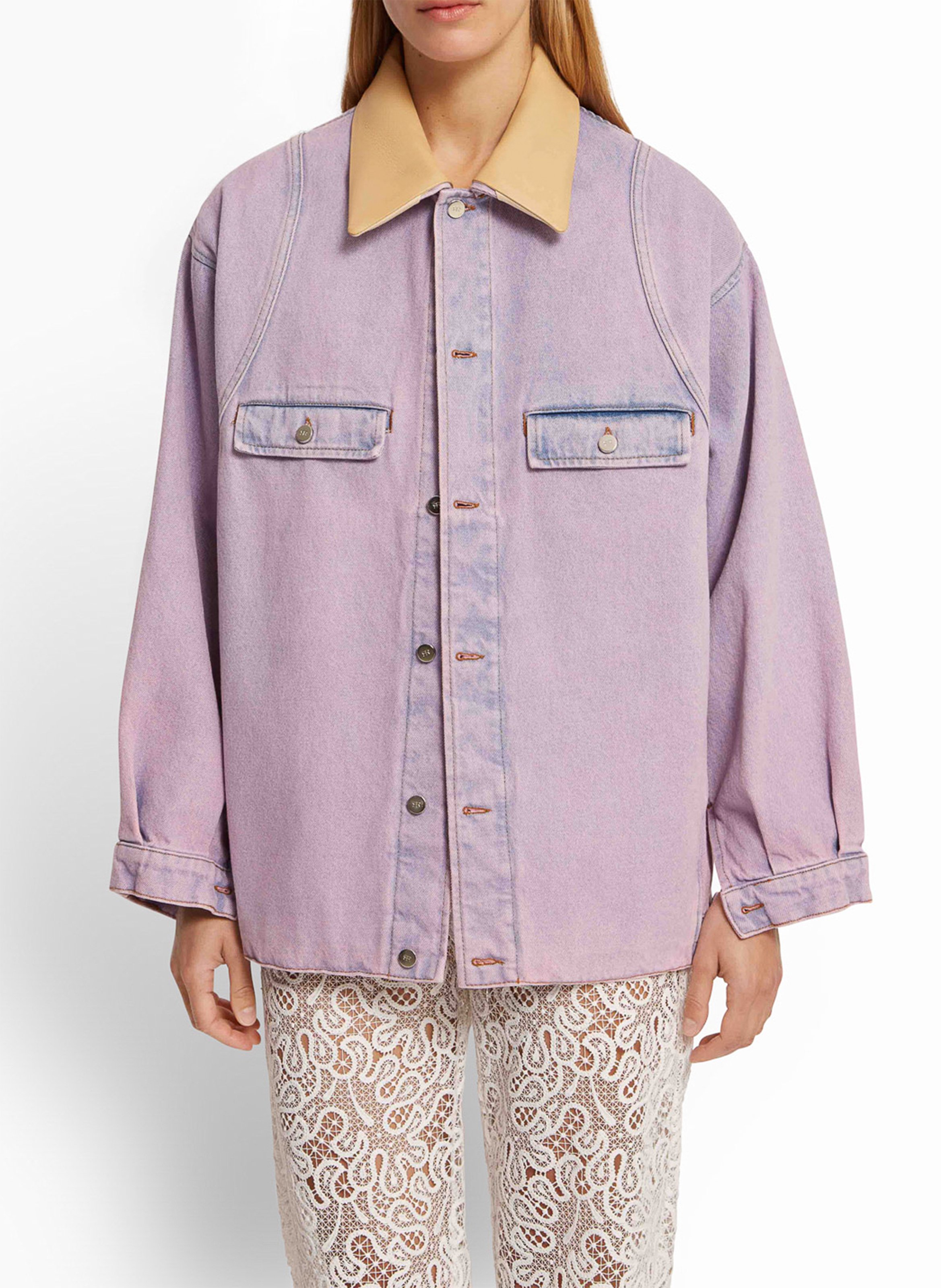 Veste en denim col classique ROSEANNA Rose