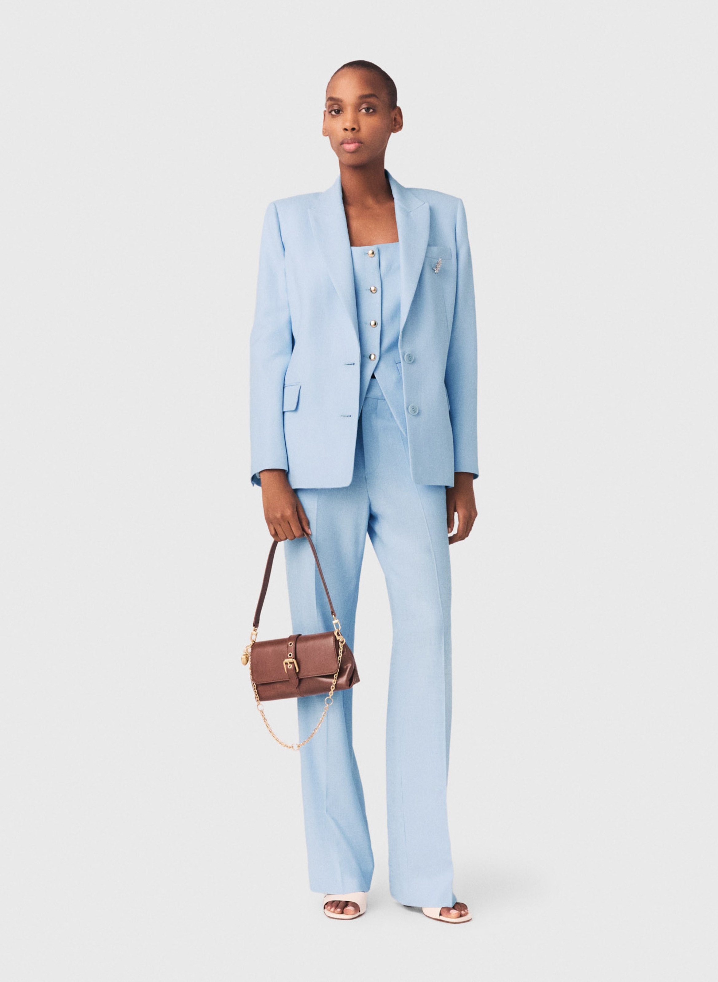 Solid straight blazer MAJE Blue