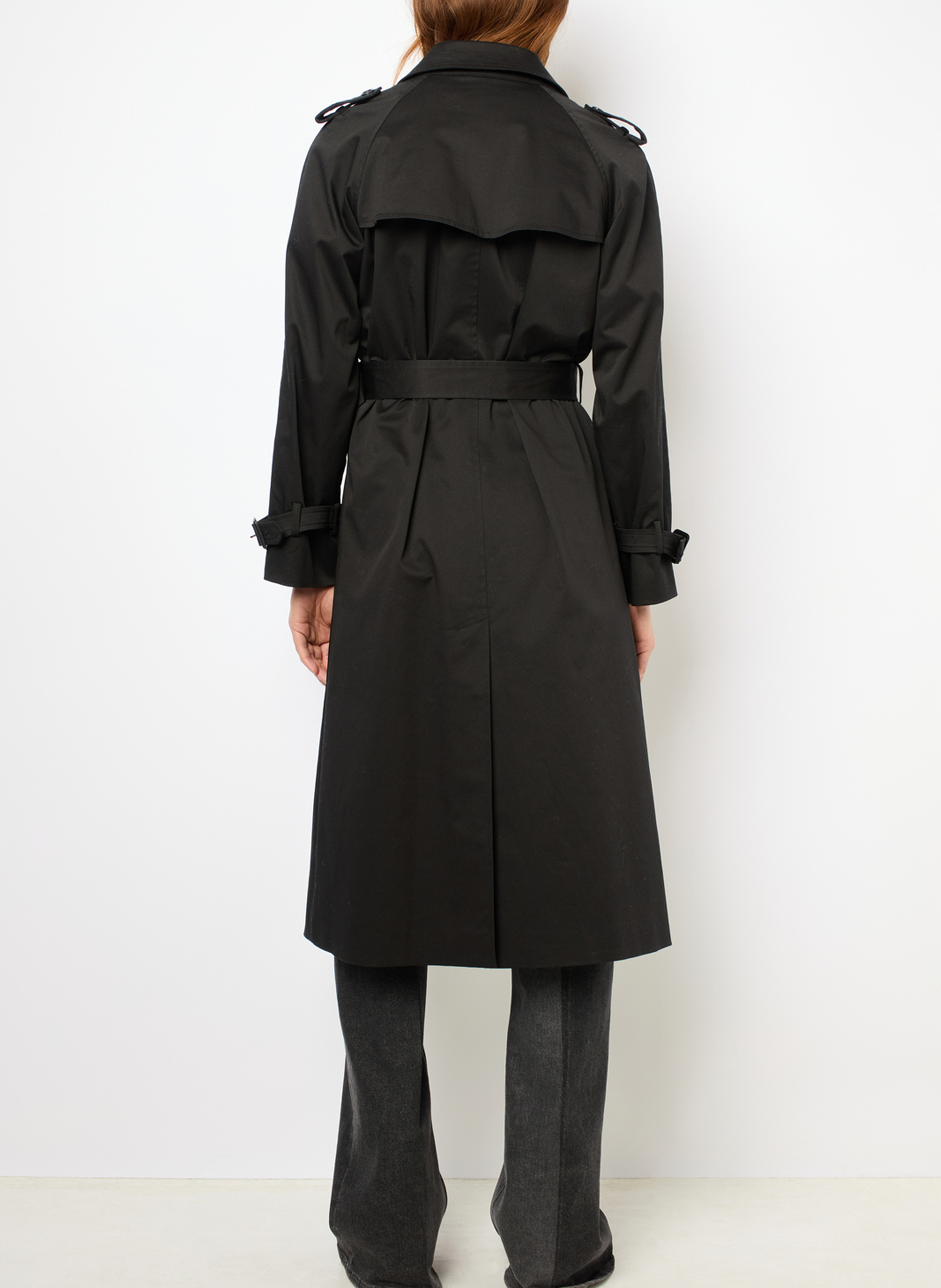 Straight lapel collar trench coat in blended cotton GERARD DAREL Black