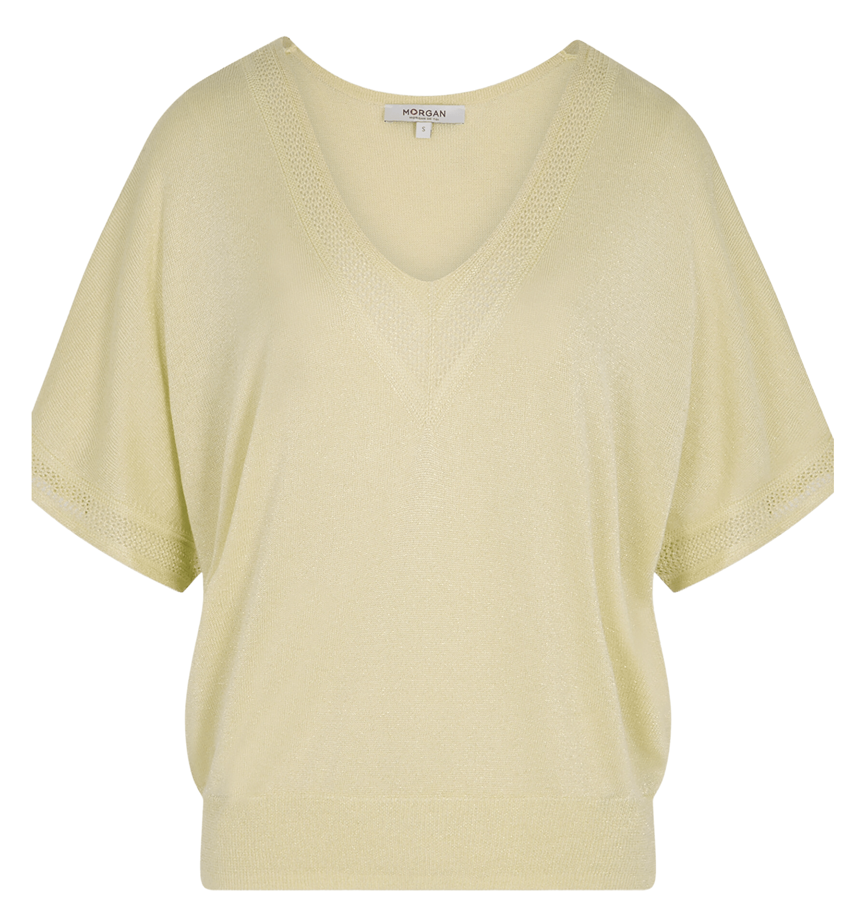 Pull droit col V à détail métallisé MORGAN Jaune