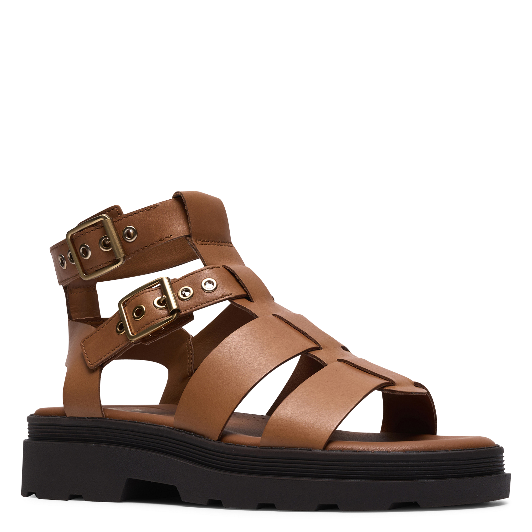 Aouda flat leather sandals CLARKS Brown
