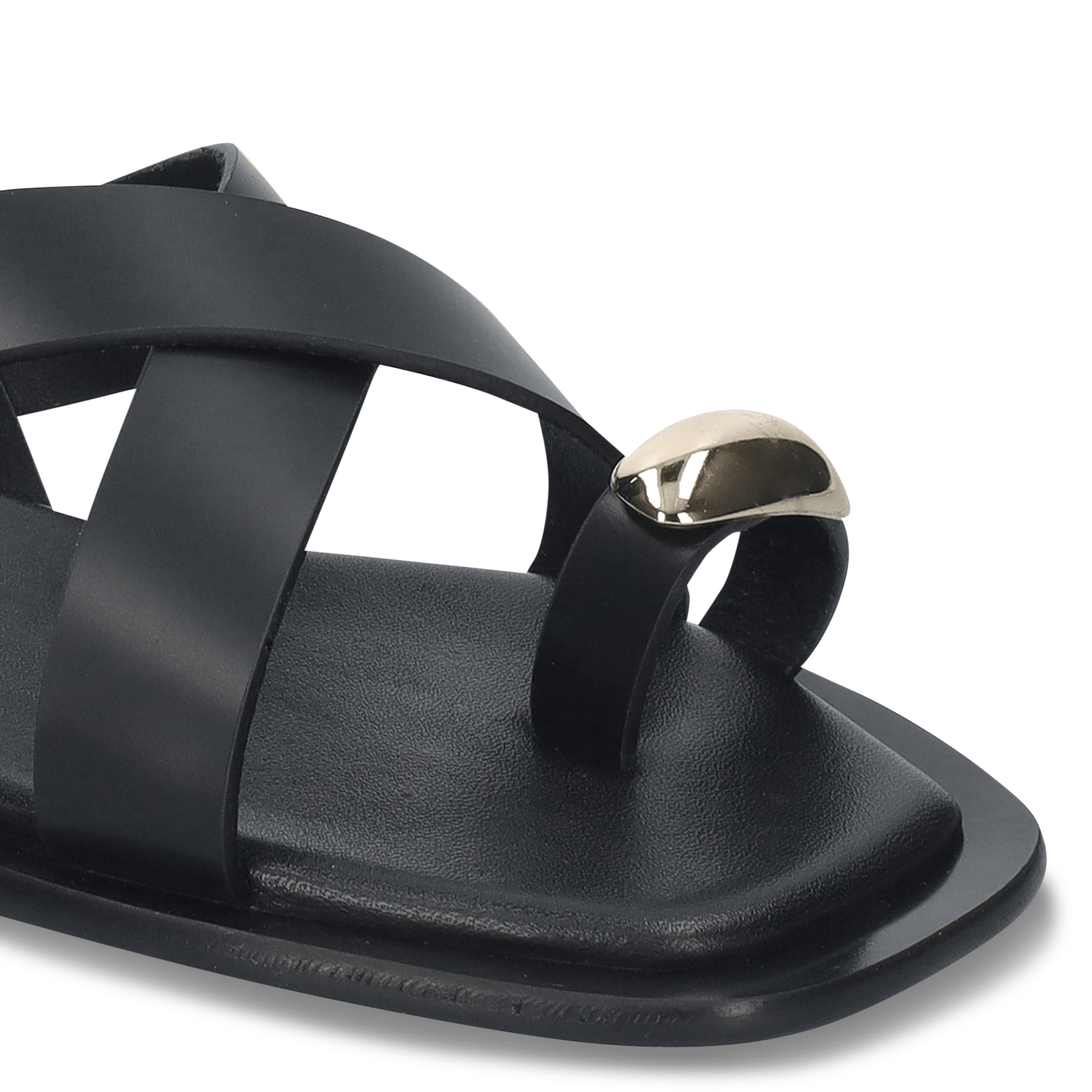 Sandales plates à lanières en cuir BIBI LOU Noir