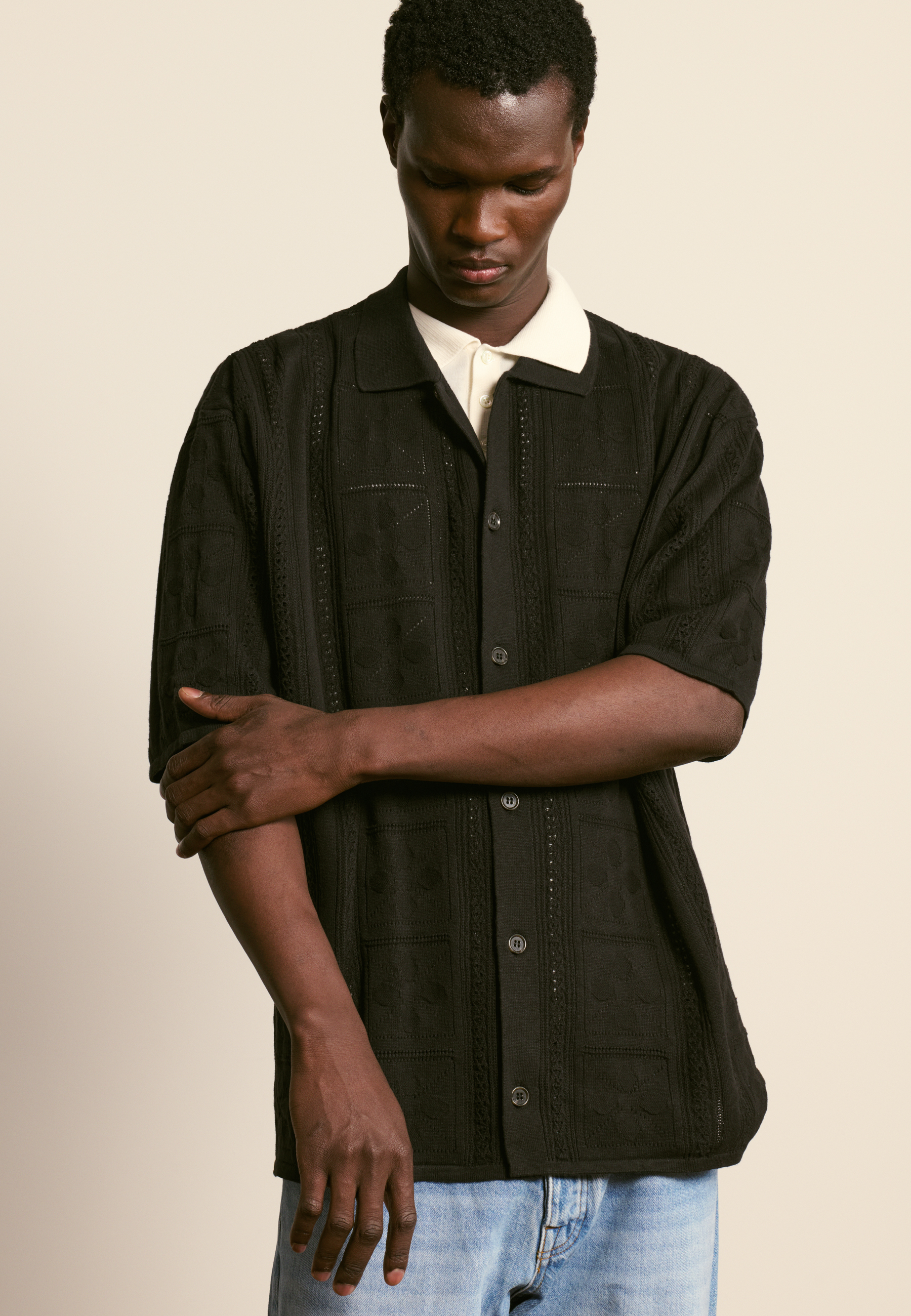 Chemise manches courtes en coton ajourée MAISON MONTAGUT