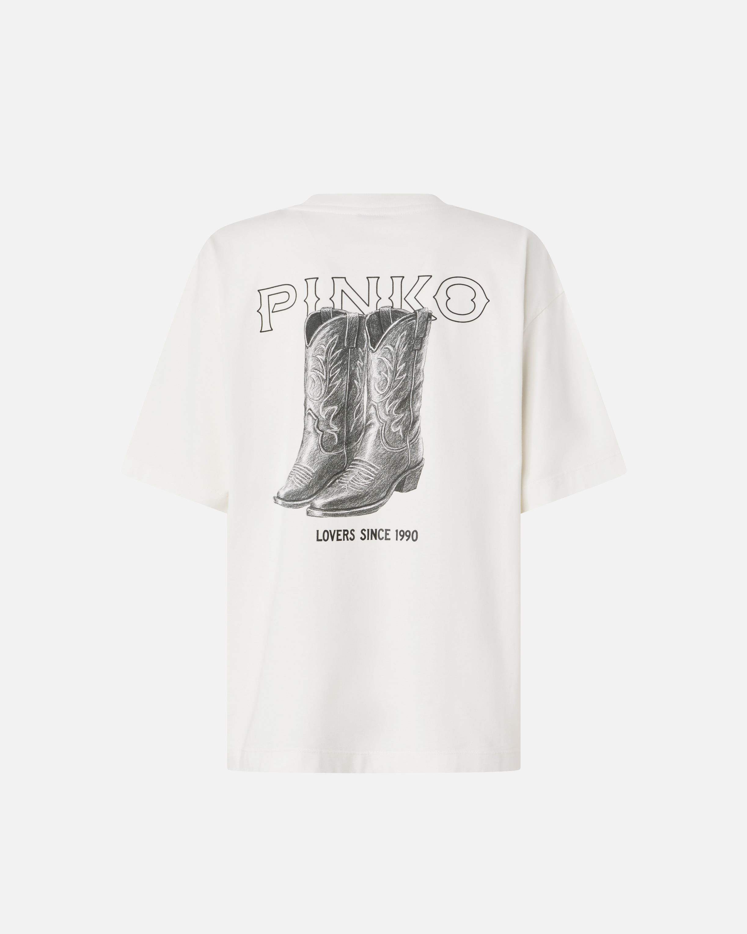 T-shirt with print boots and logo PINKO White