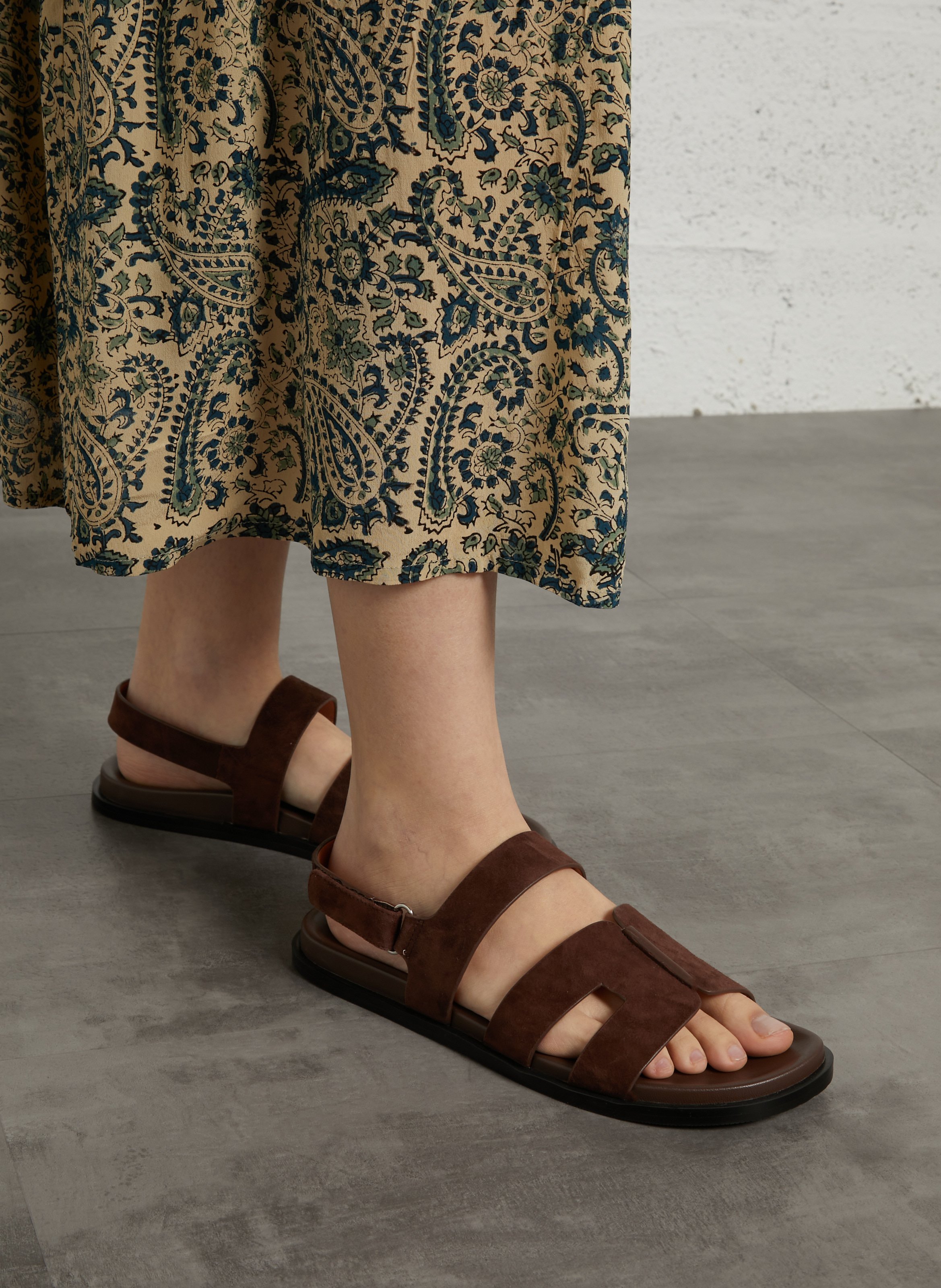 Aouda flat leather sandals BIBI LOU Brown