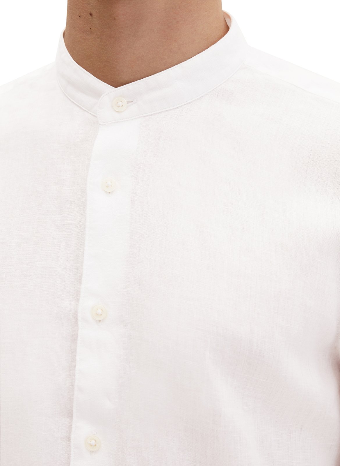 Gerade geschnittenes Leinenhemd mit Mao-Kragen MARC O'POLO Weiss