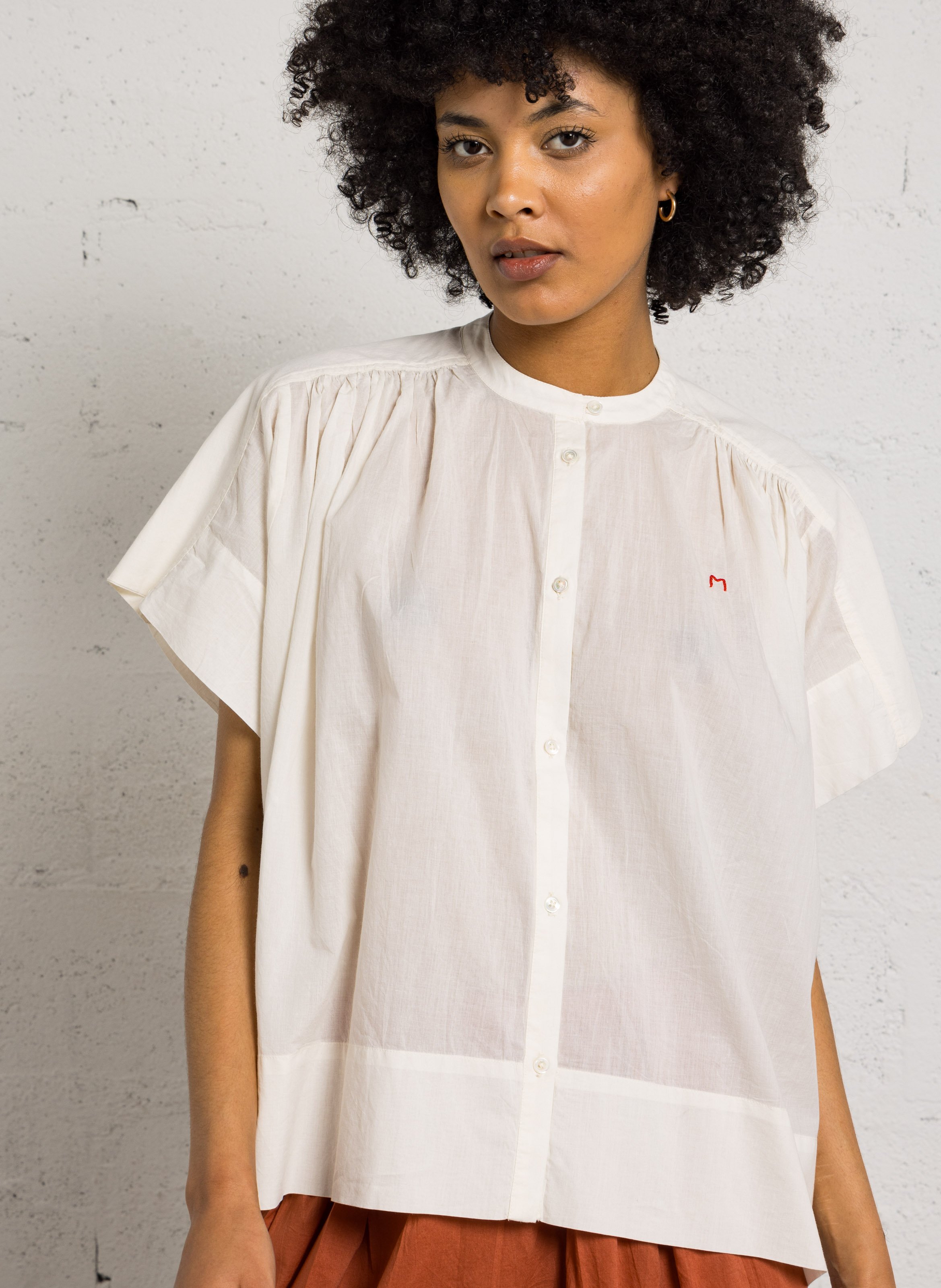 Chemise en coton col rond MOISMONT Beige