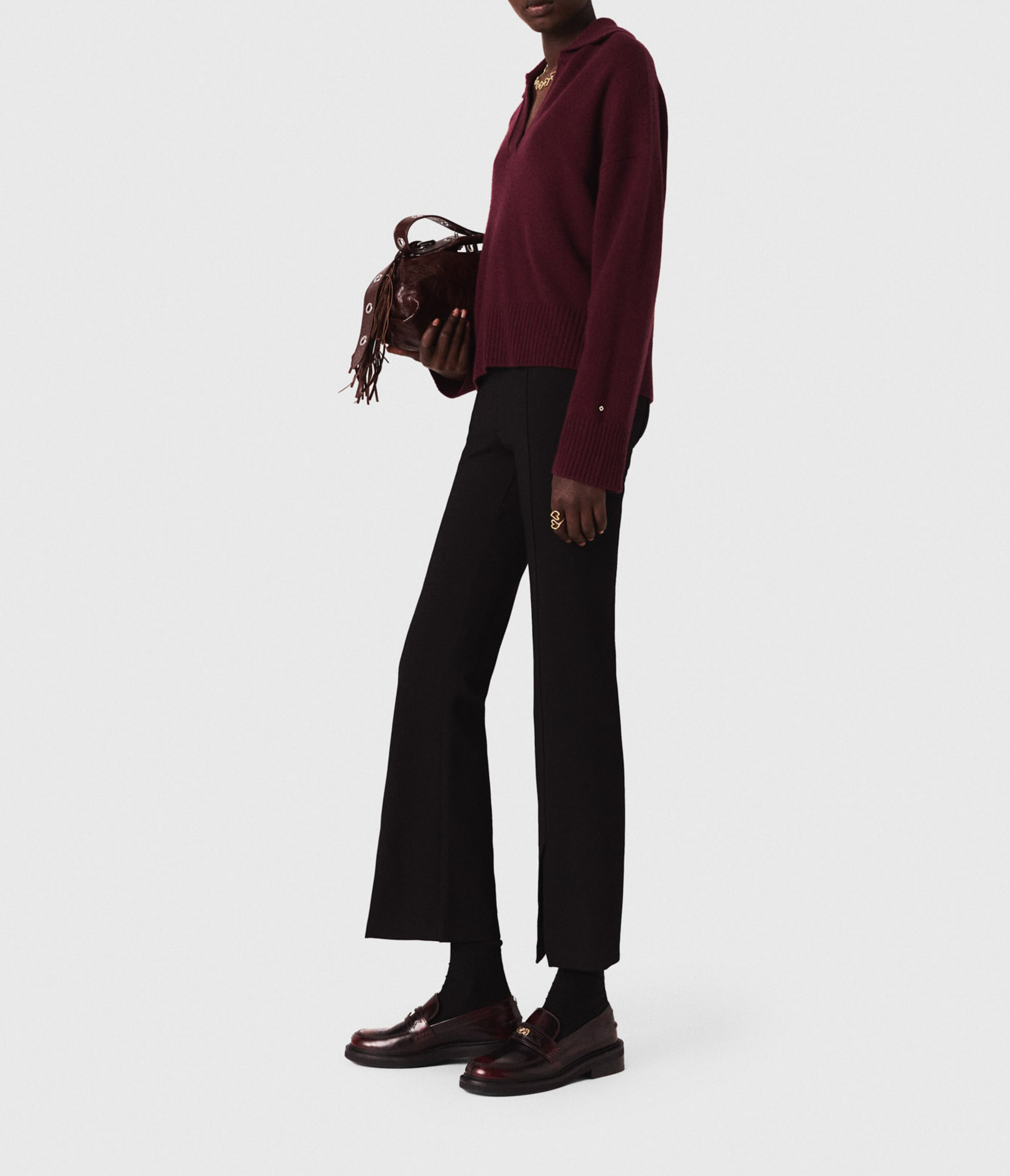 Flared split pants MAJE Black