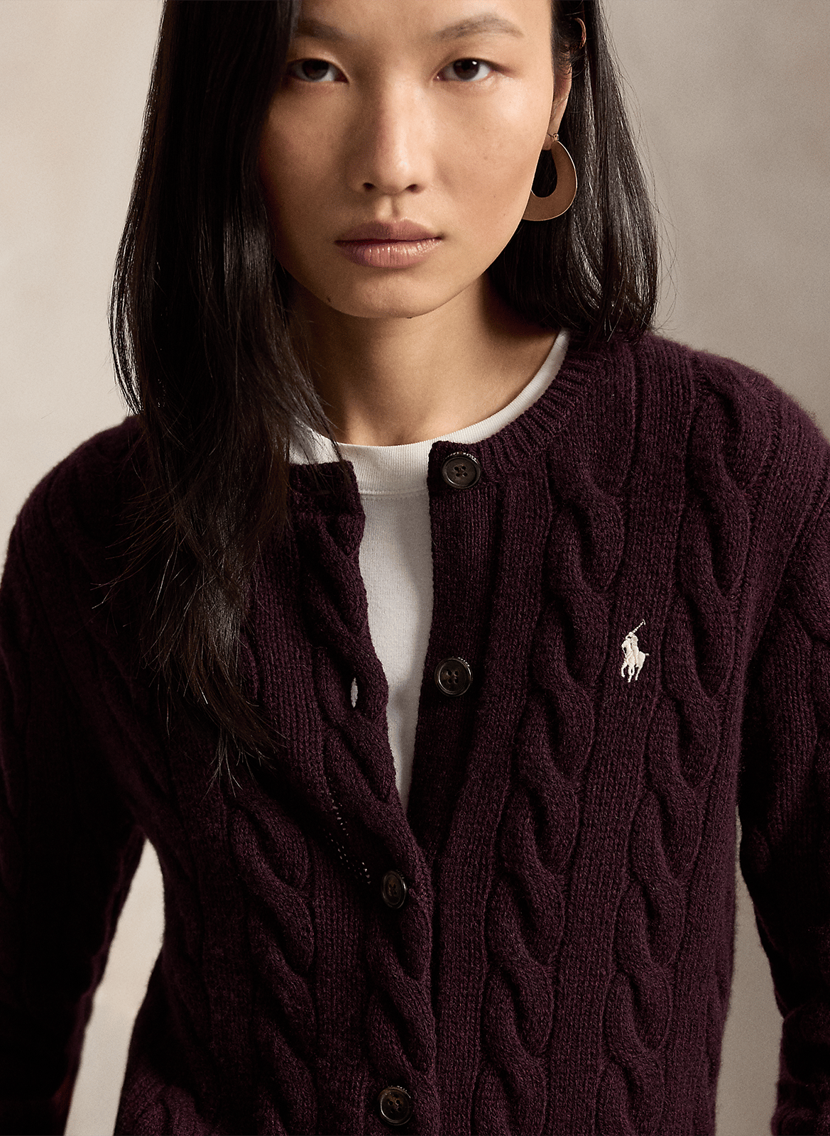 Gilet col rond en laine mélangée | Violet POLO RALPH LAUREN Femme