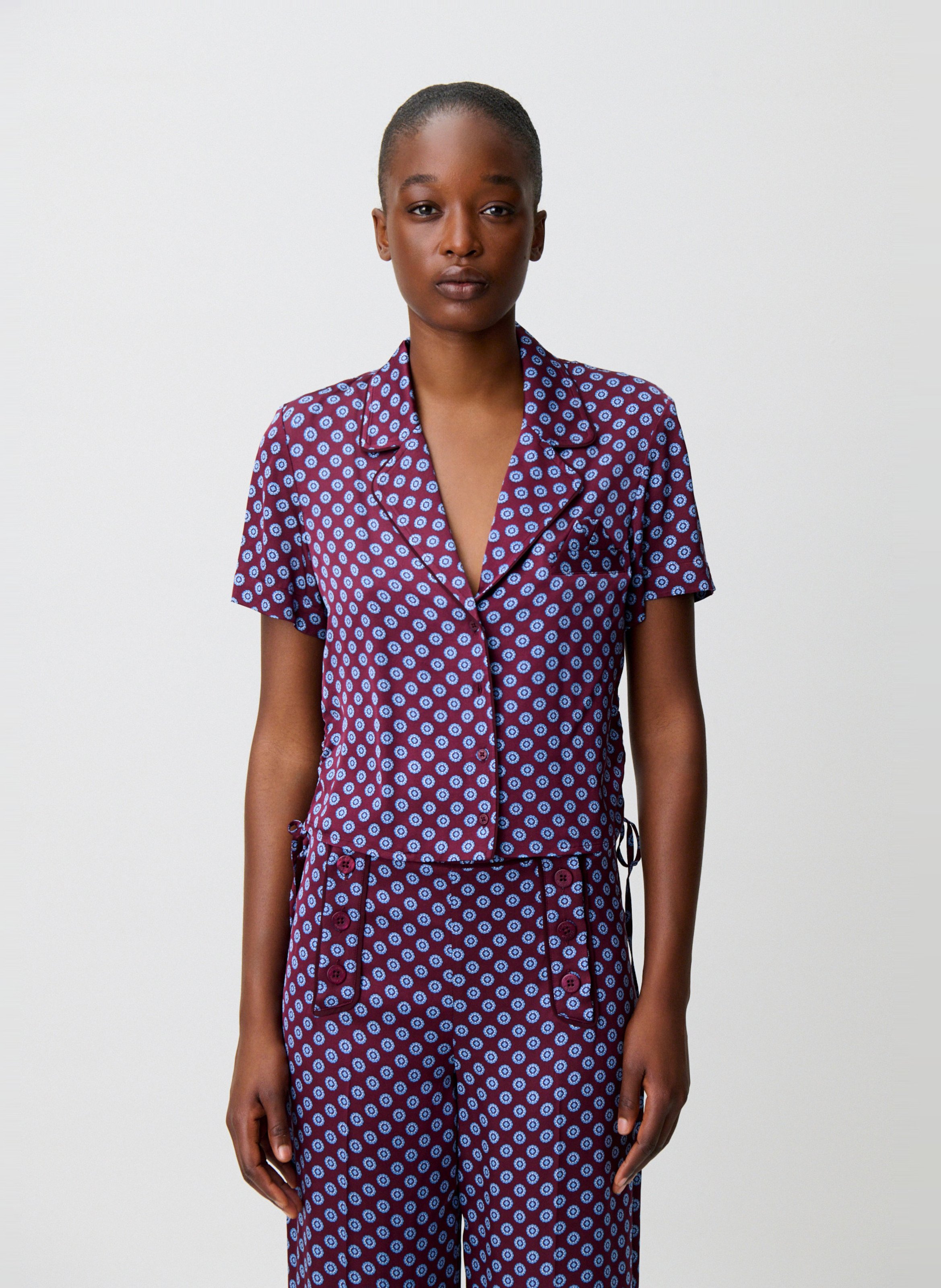 Chemise droite courte imprimée  CLAUDIE PIERLOT Rouge