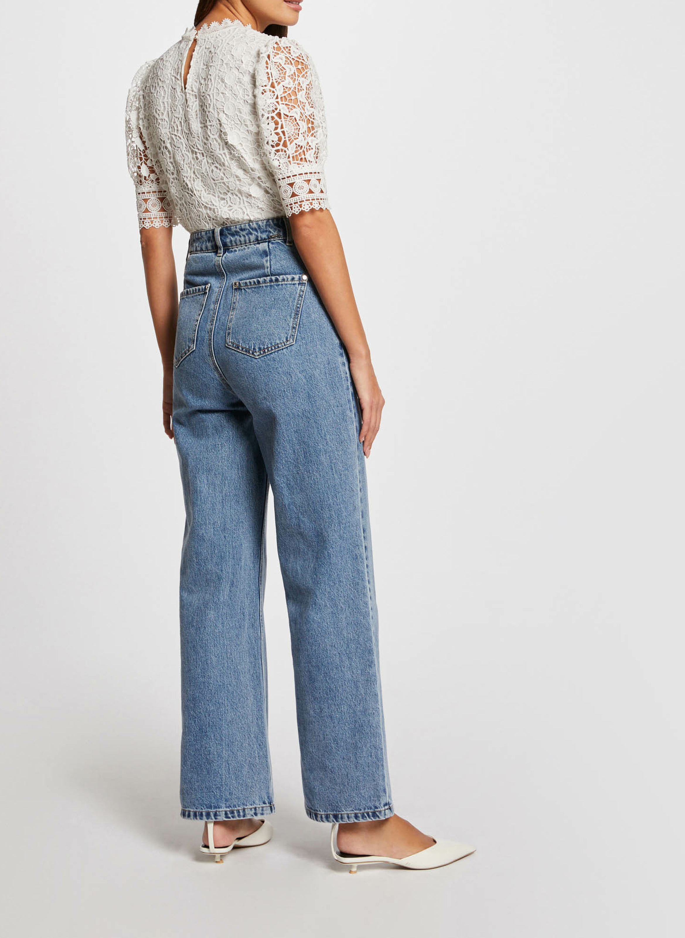 Top col victorien en dentelle  MORGAN Blanc