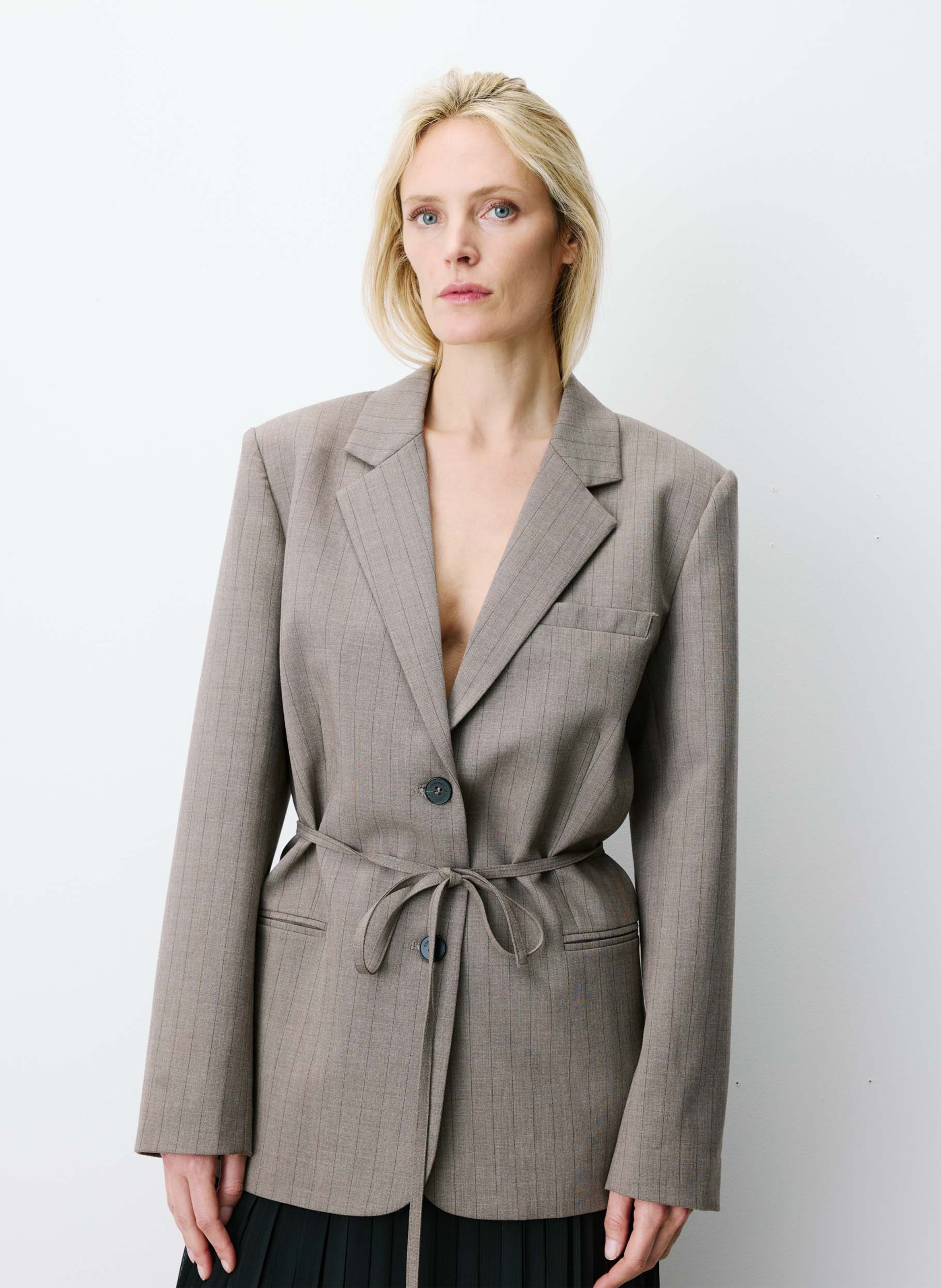 Veste tailleur droite rayée GRACE ET MILA Marron