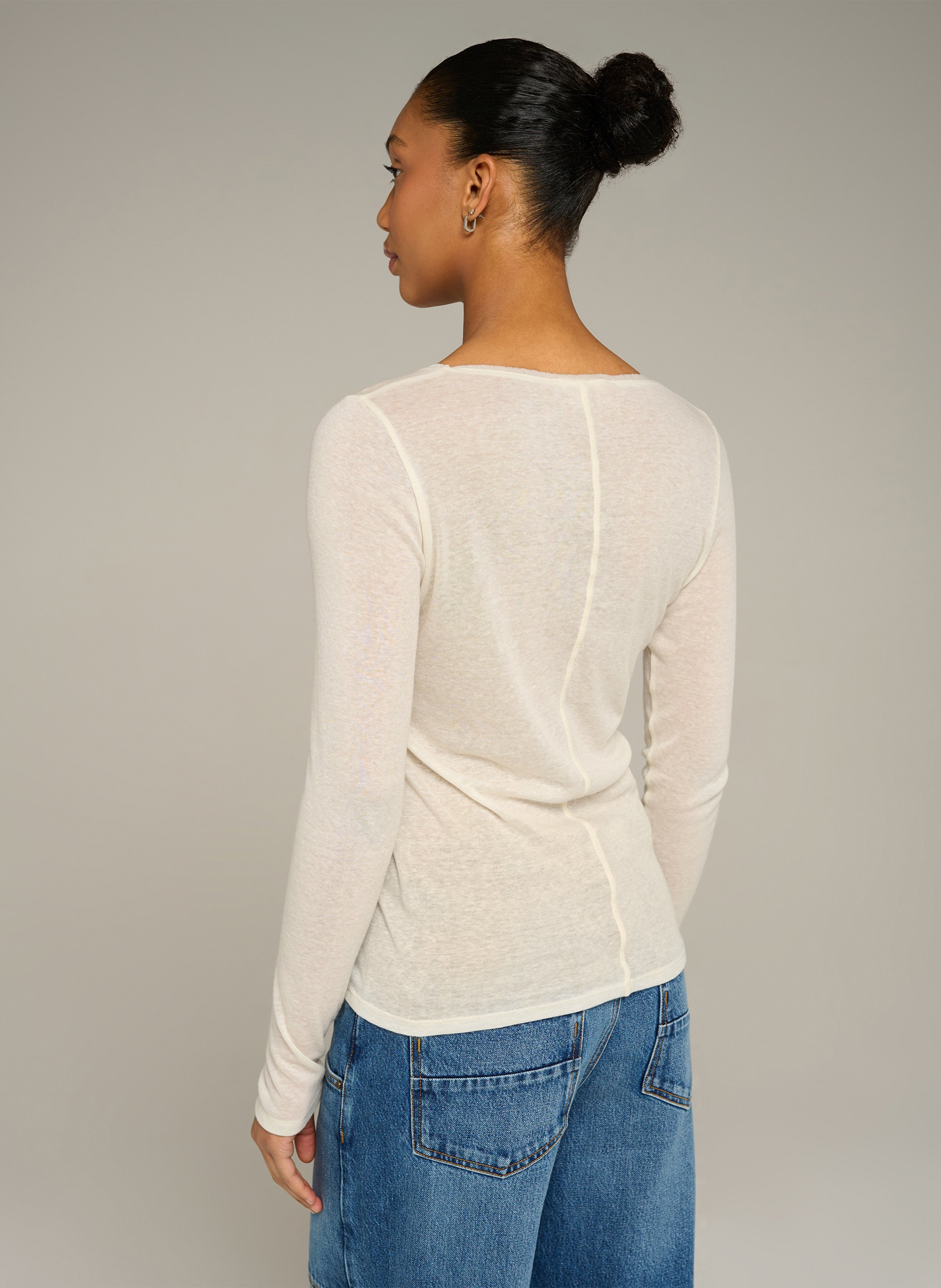 Langarmshirt mit Rundhalsausschnitt | Beige COTELAC ACOTE Damen