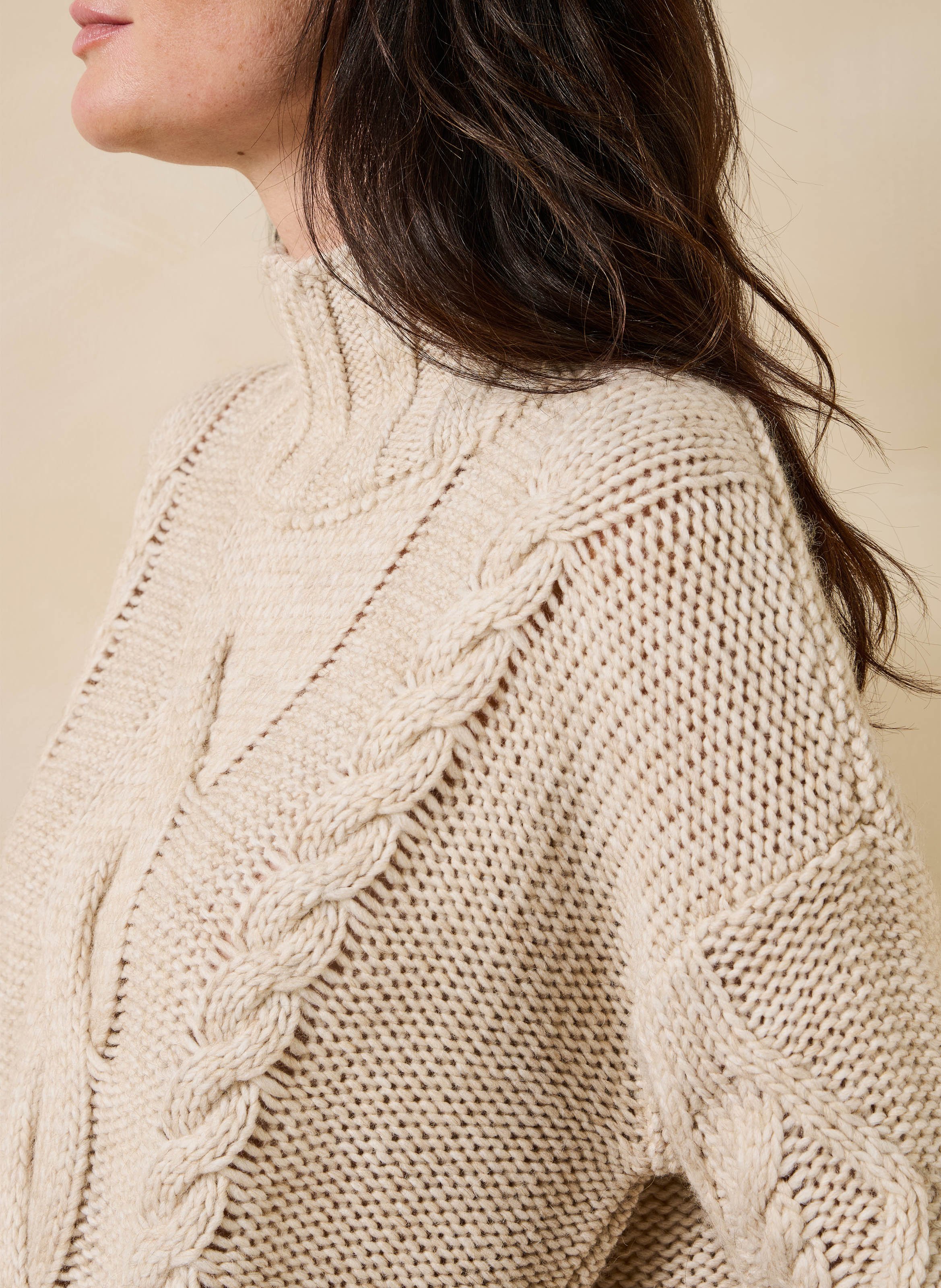 Mixed wool knit sweater LA FEE MARABOUTEE Beige
