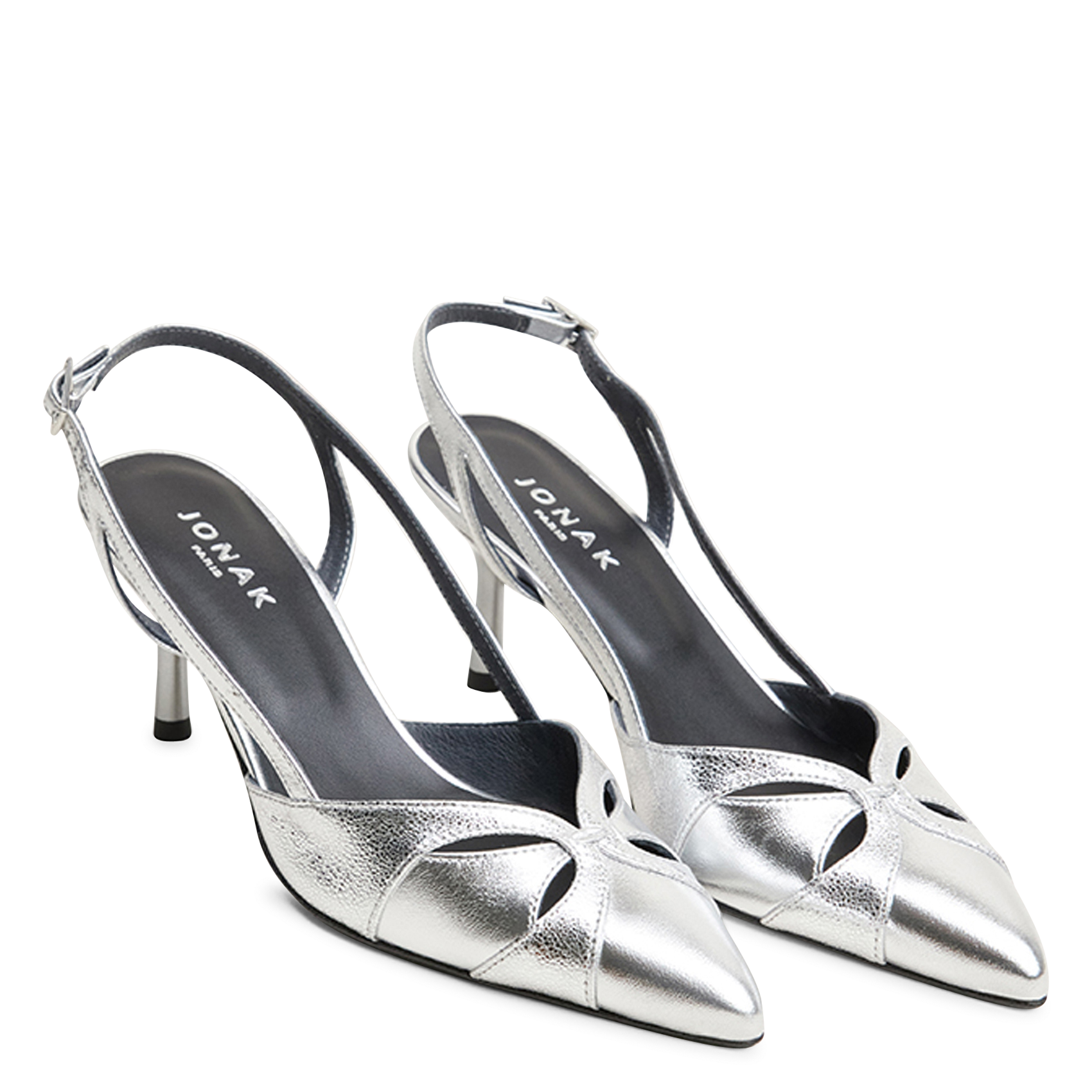 Leather pumps with pointed toe JONAK Silver