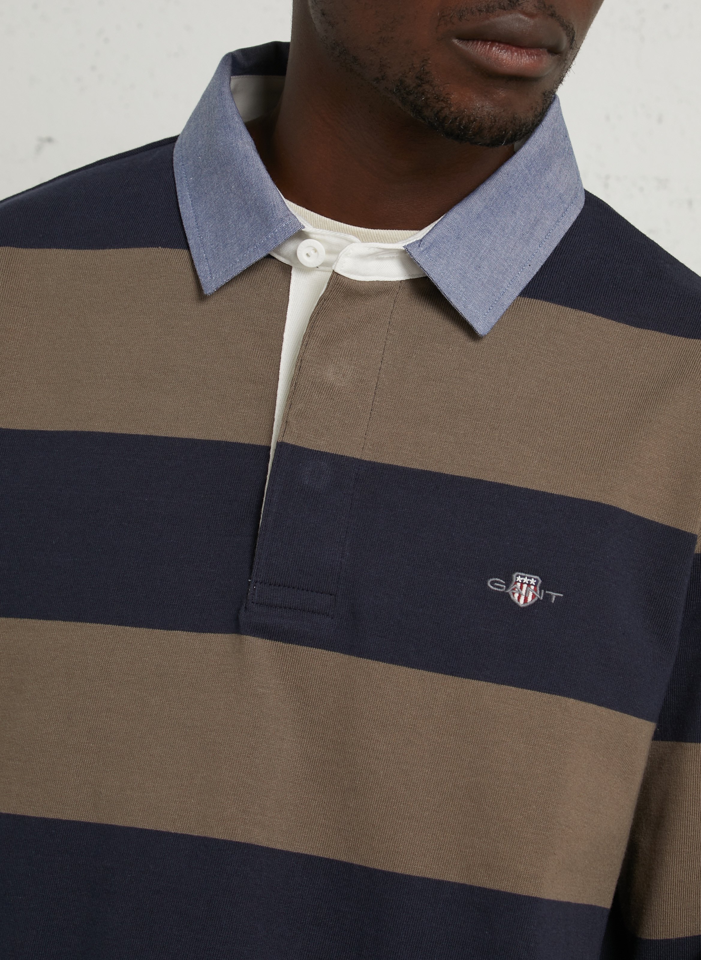 Polo droit en coton rayé GANT Beige