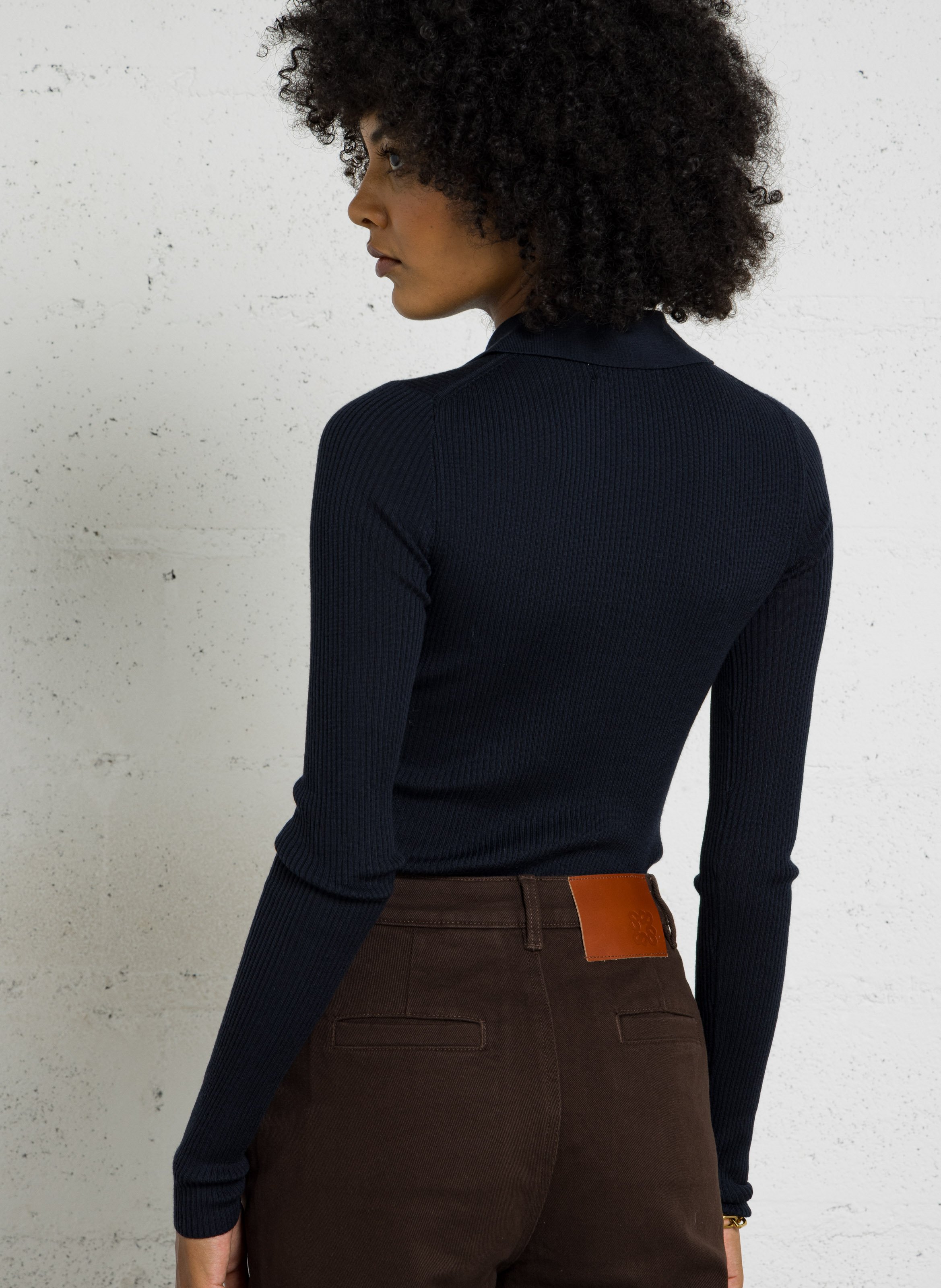 Schlanker Pullover mit Polokragen aus Mohair JC SOPHIE Blau