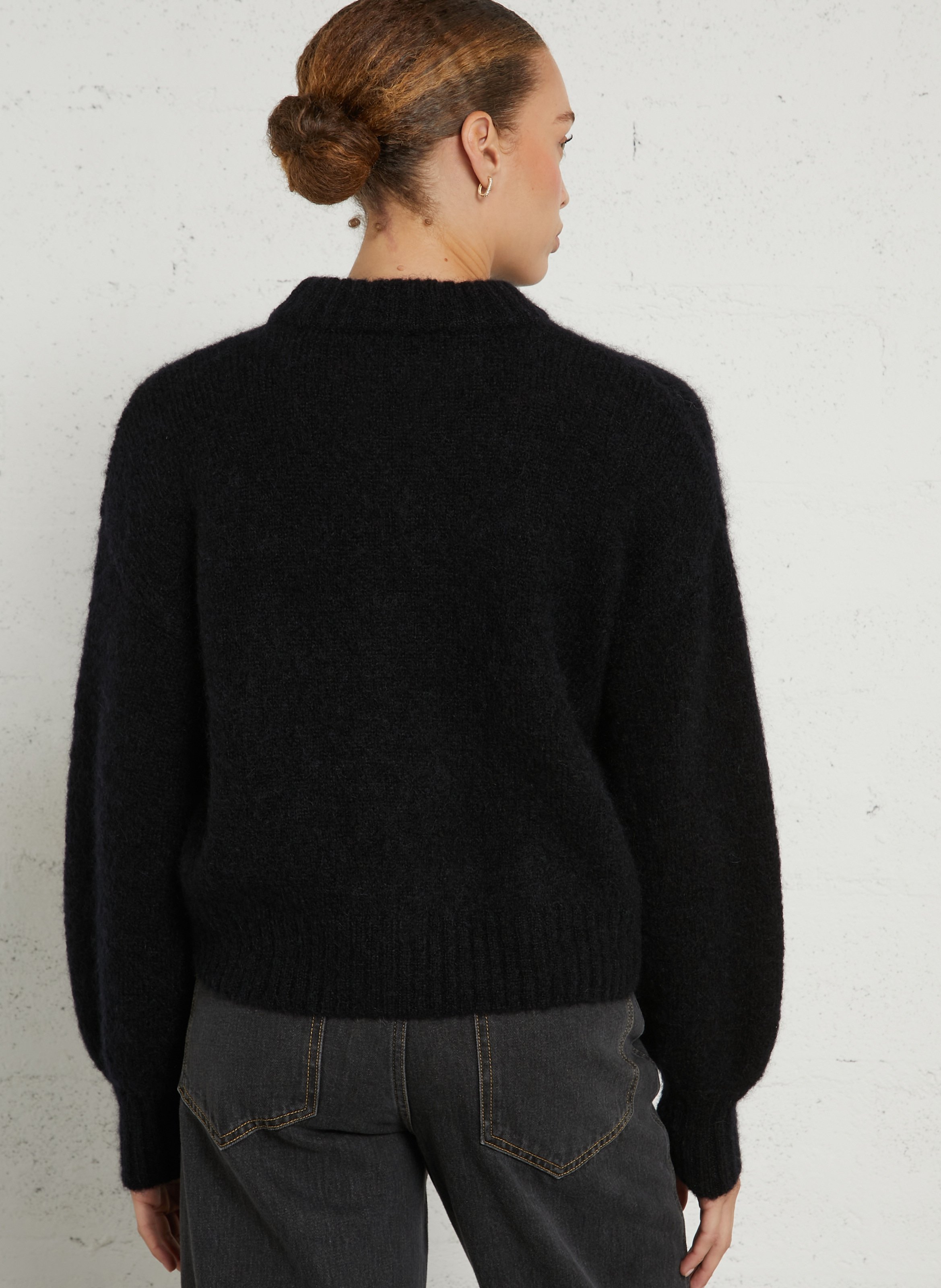 Oversized sweater with puffy sleeves in blended mohair DES PETITS HAUTS Blue