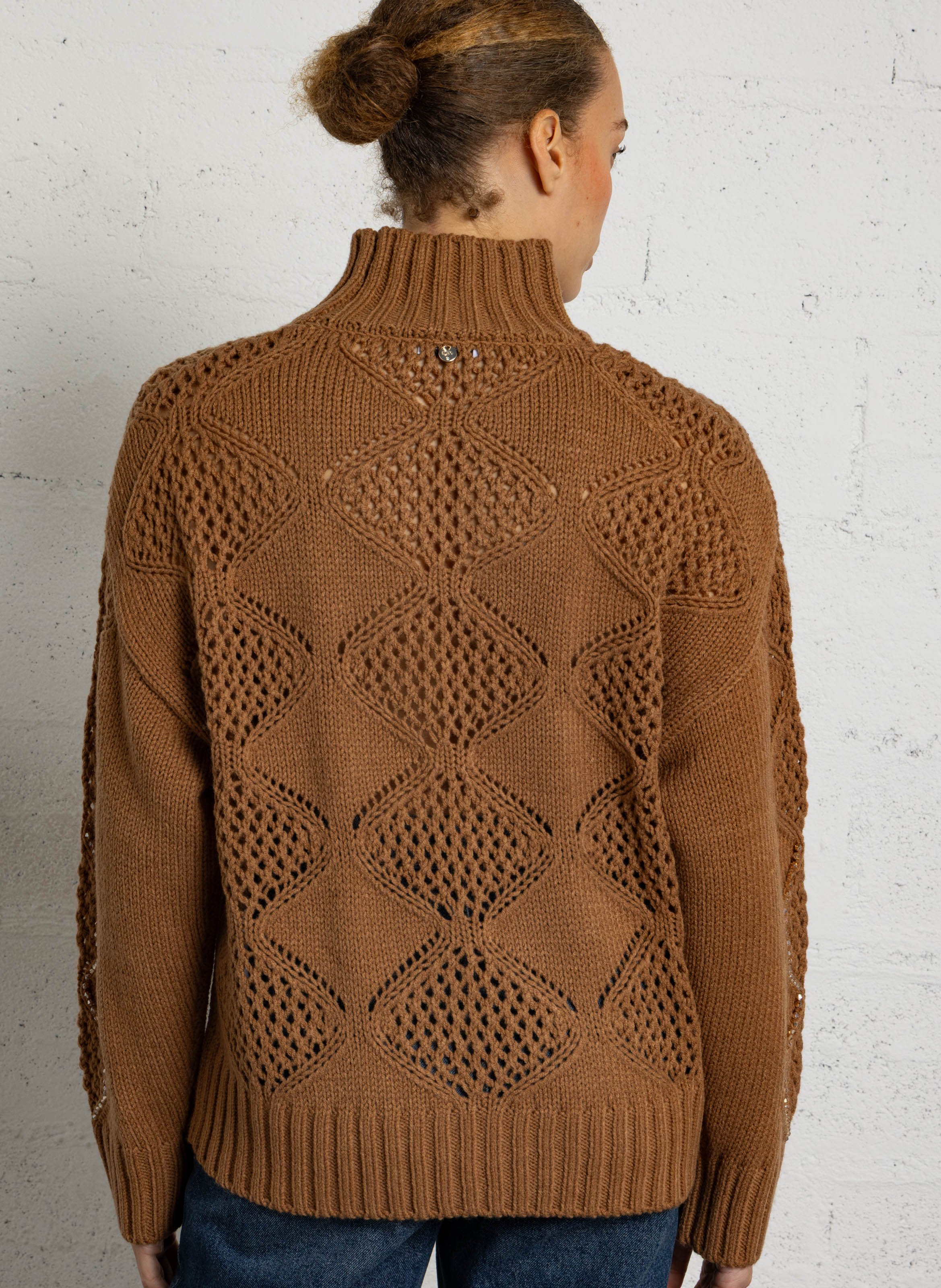 Turtleneck poncho LIU JO Brown