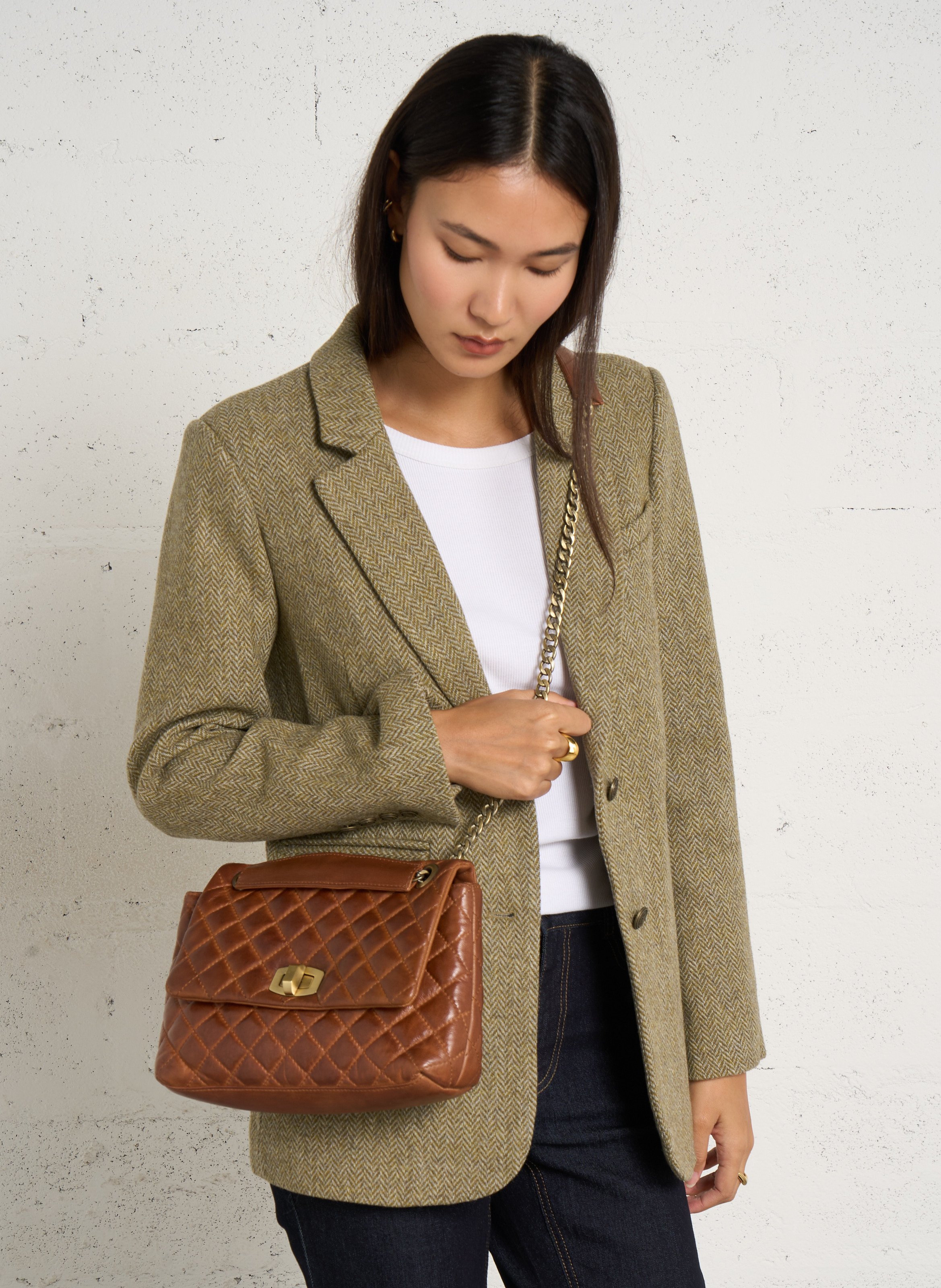 Gesteppte Ledertasche MAISON 123 Braun