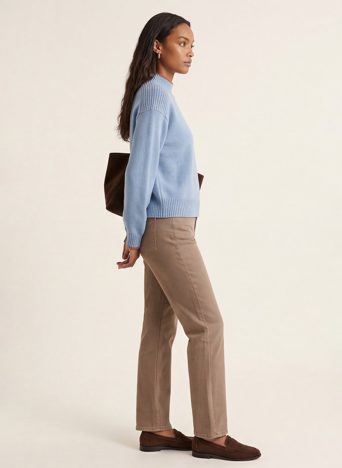 Pull droit col montant en laine mélangée KOOKAI Bleu