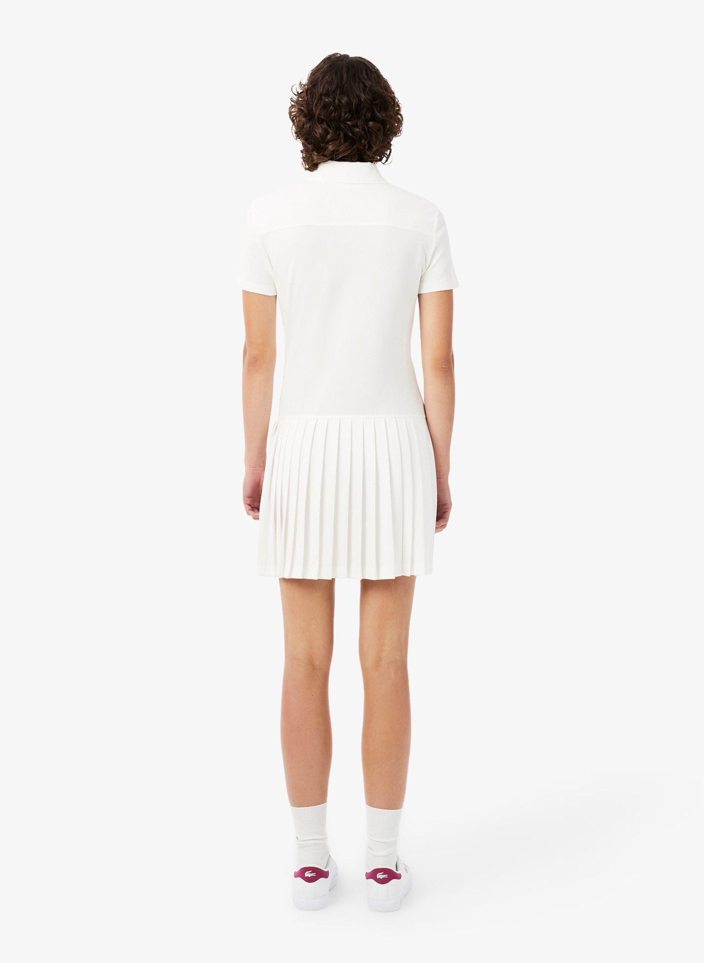Robe courte col polo en coton LACOSTE Green