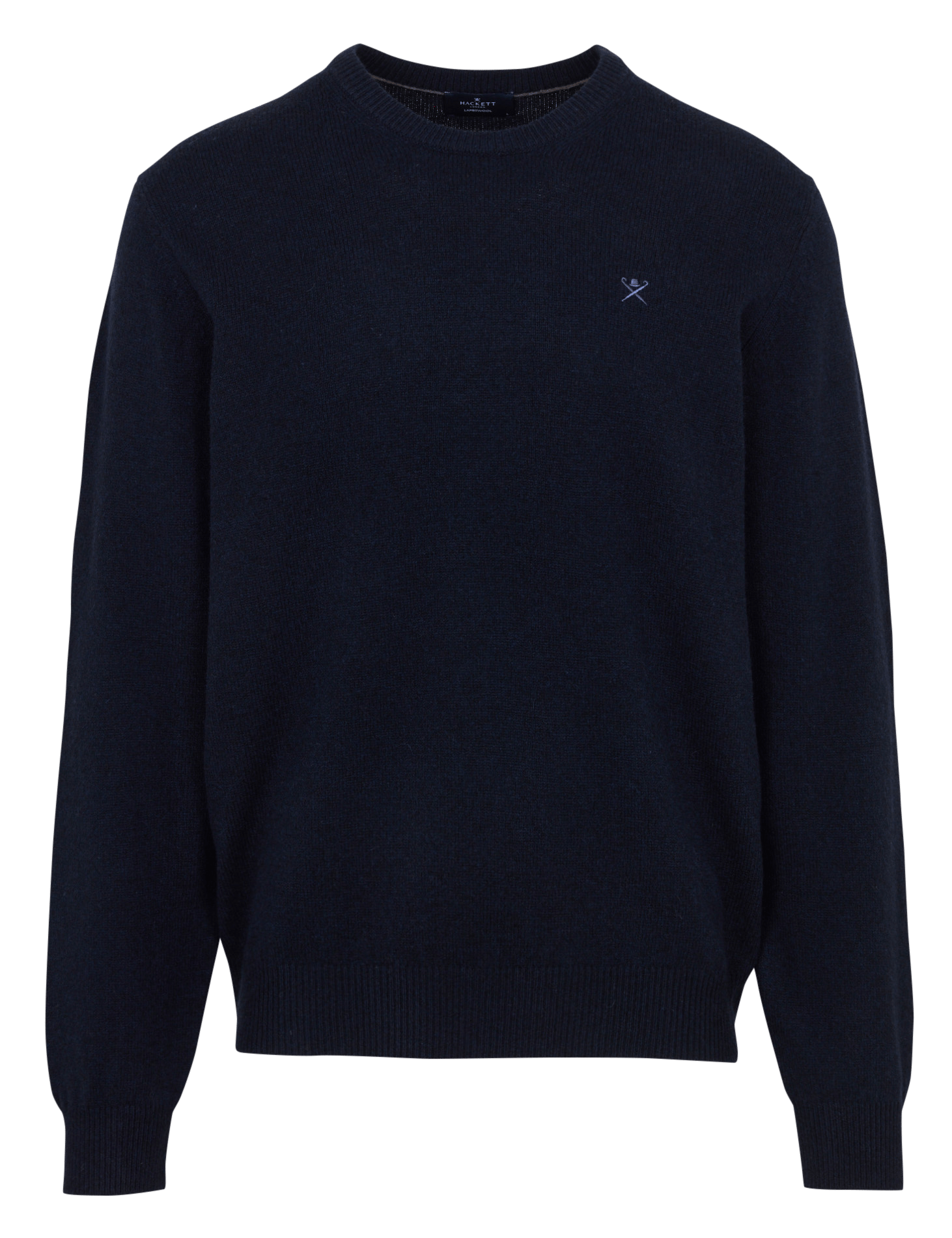 Straight round neck wool sweater with embroidery HACKETT Blue