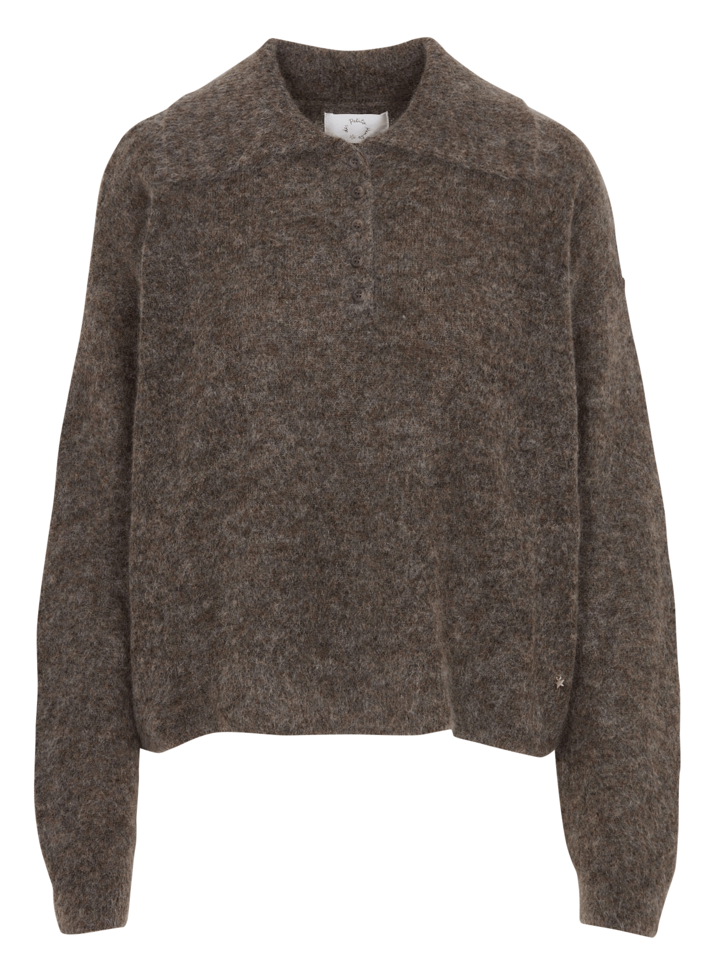 Straight fit polo collar sweater in blended wool DES PETITS HAUTS Grey