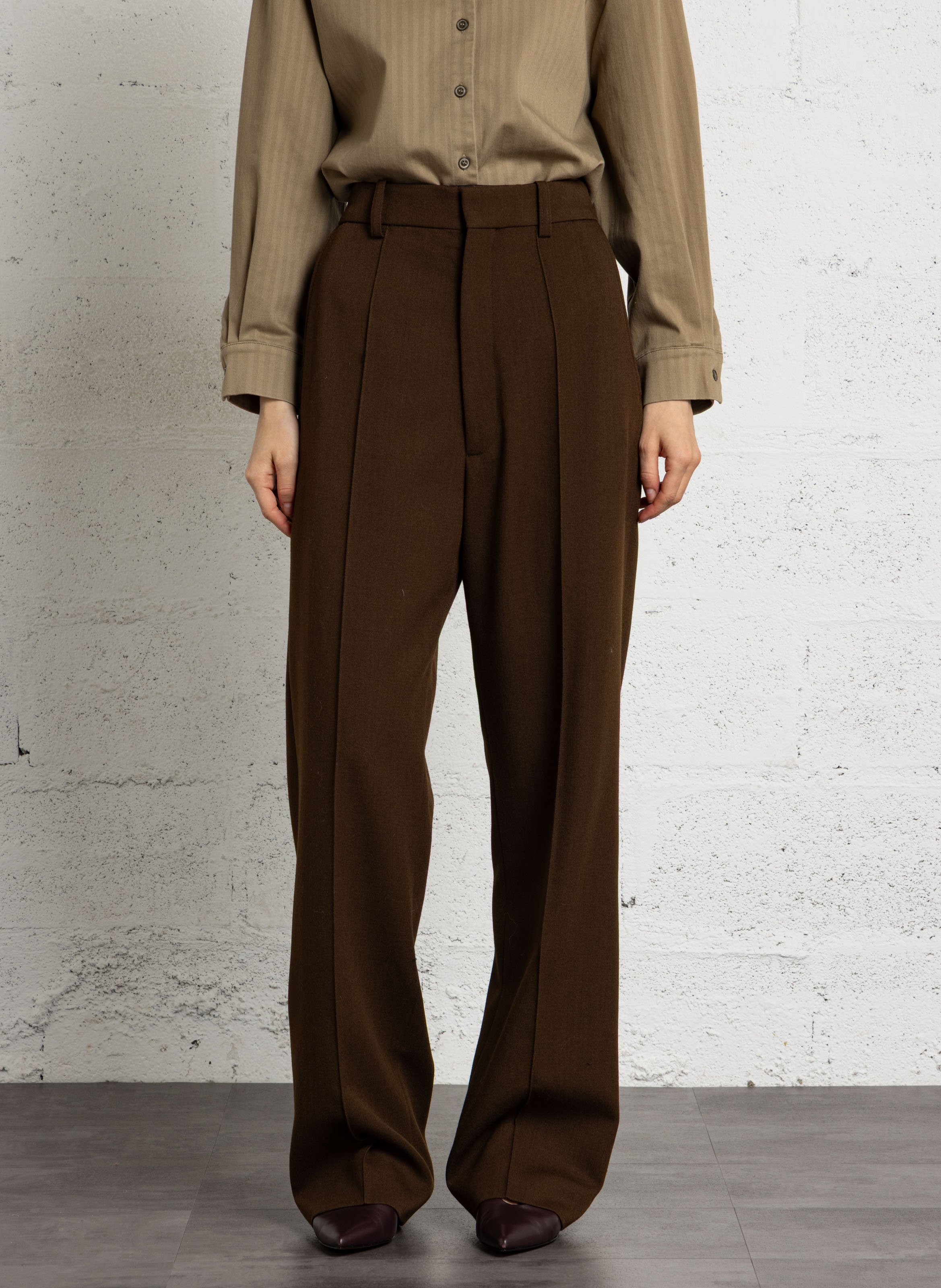 Gerade geschnittene Bundfaltenhose aus Wollmischung LAURENCE BRAS Braun
