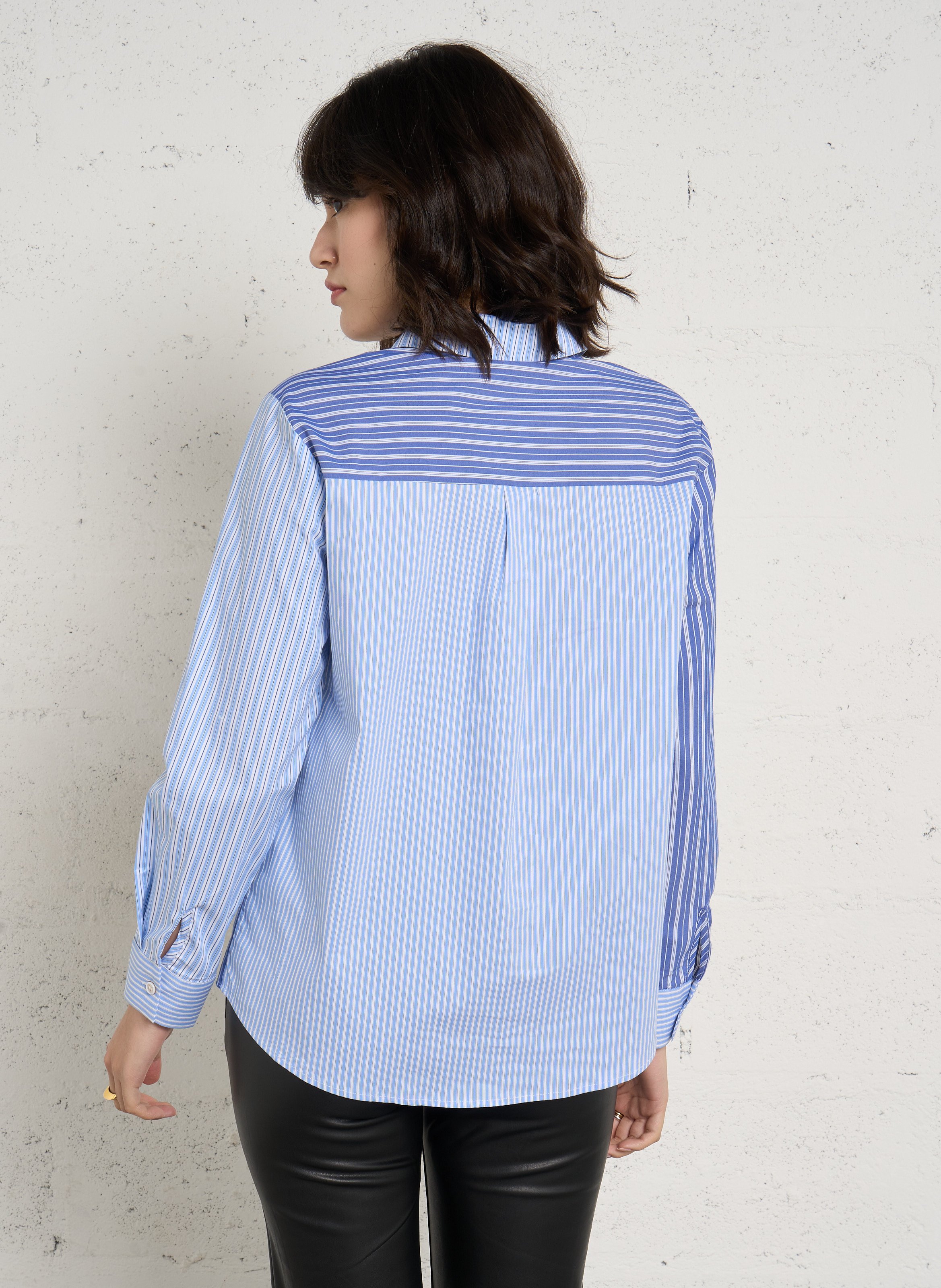 Chemise droite à rayures en coton mélangé LA PETITE ETOILE Bleu
