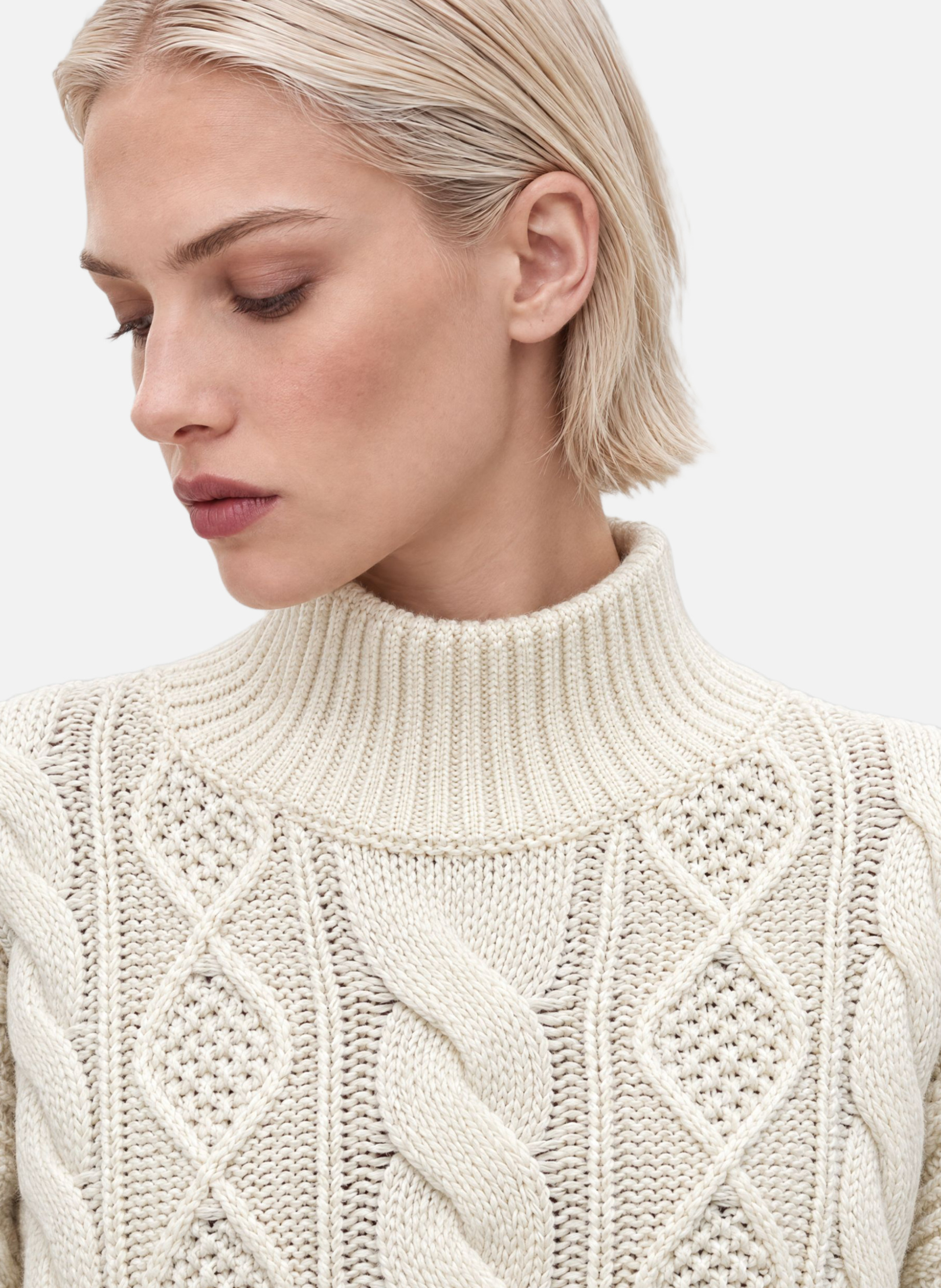 Merino wool twisted knit sweater THE KOOPLES Beige