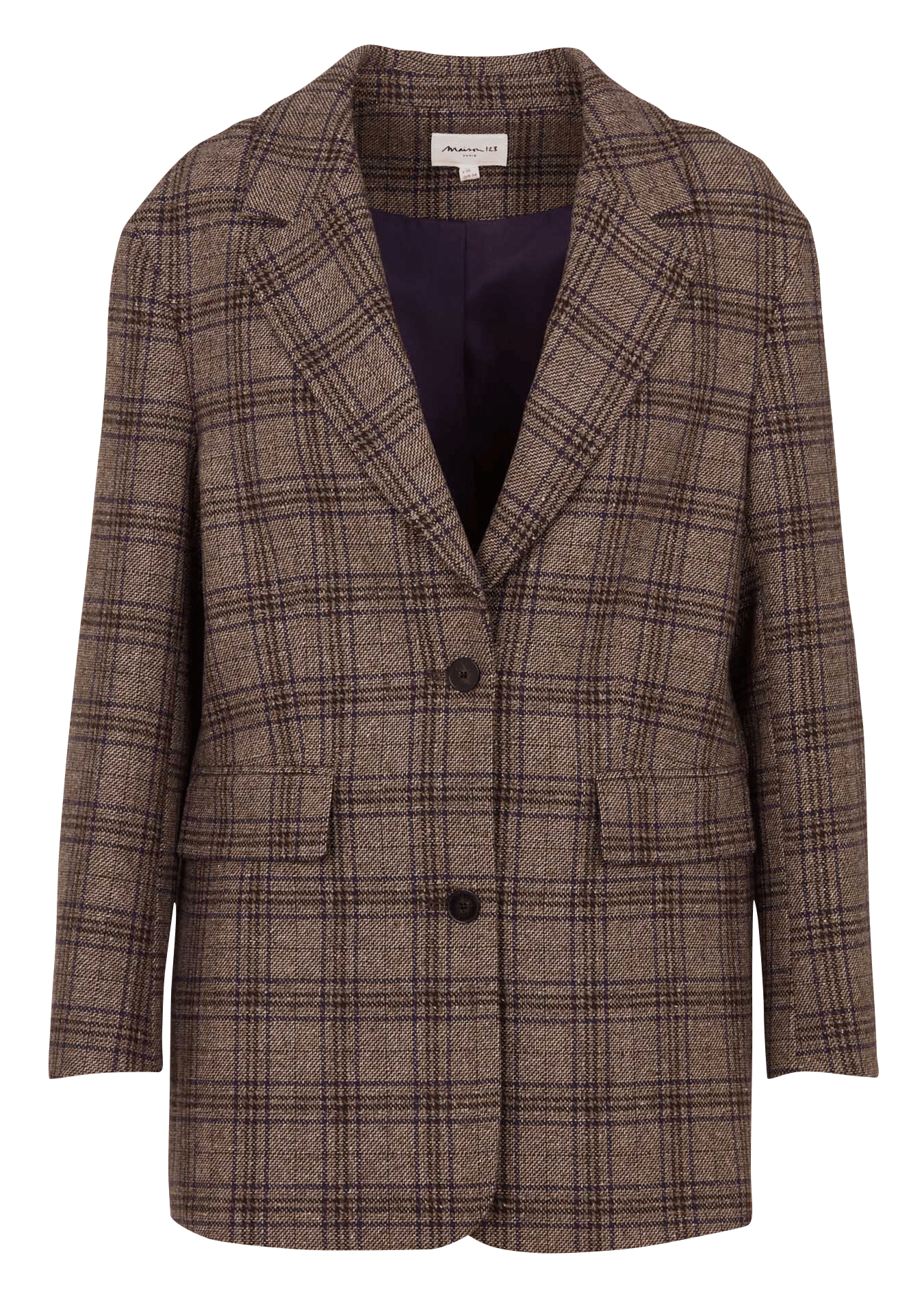 Veste blazer à carreaux en laine mélangée MAISON 123 Gris