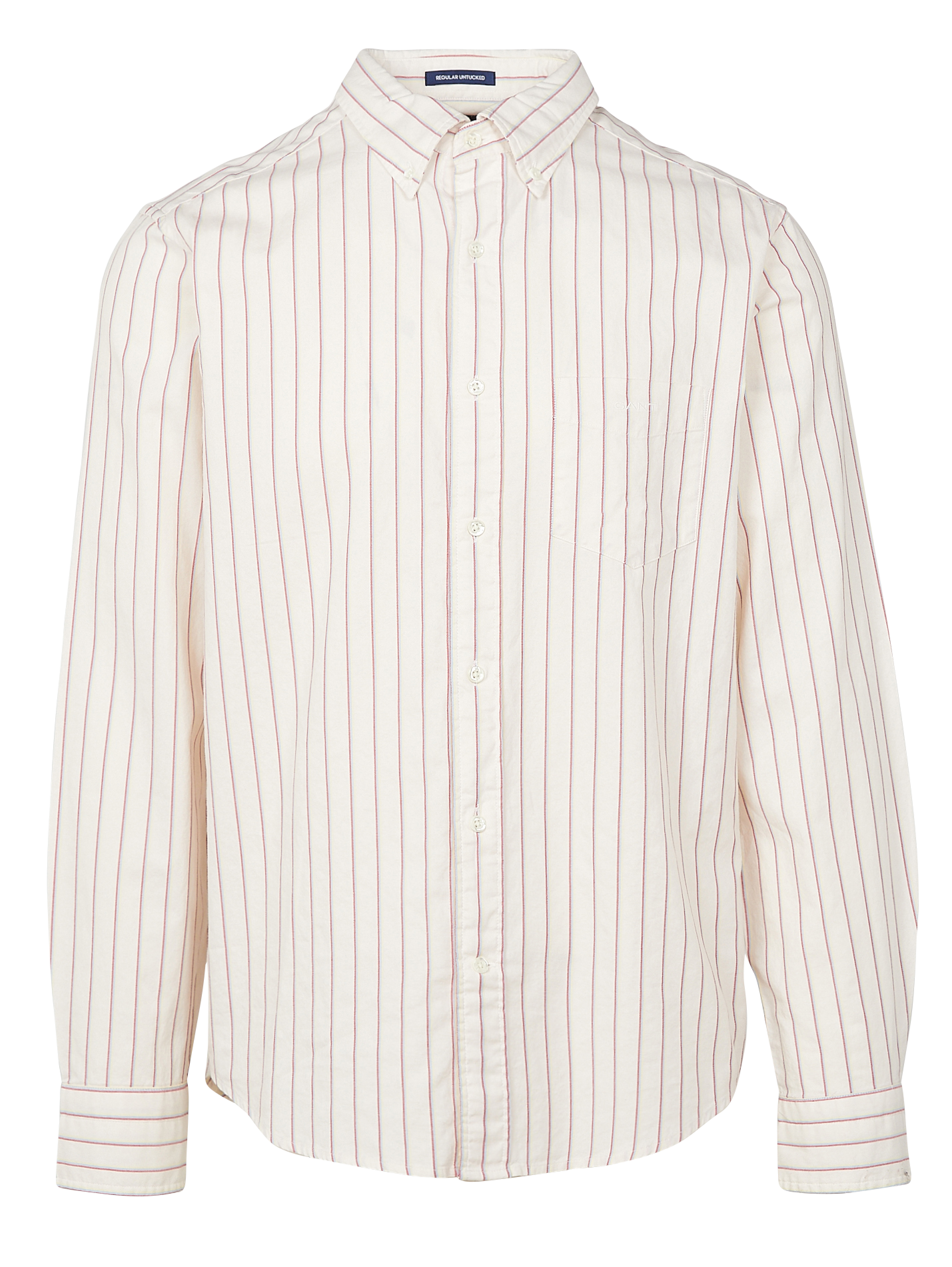 Gestreiftes Baumwollhemd mit Button-down-Kragen, Regular Fit  Coquille oeuf