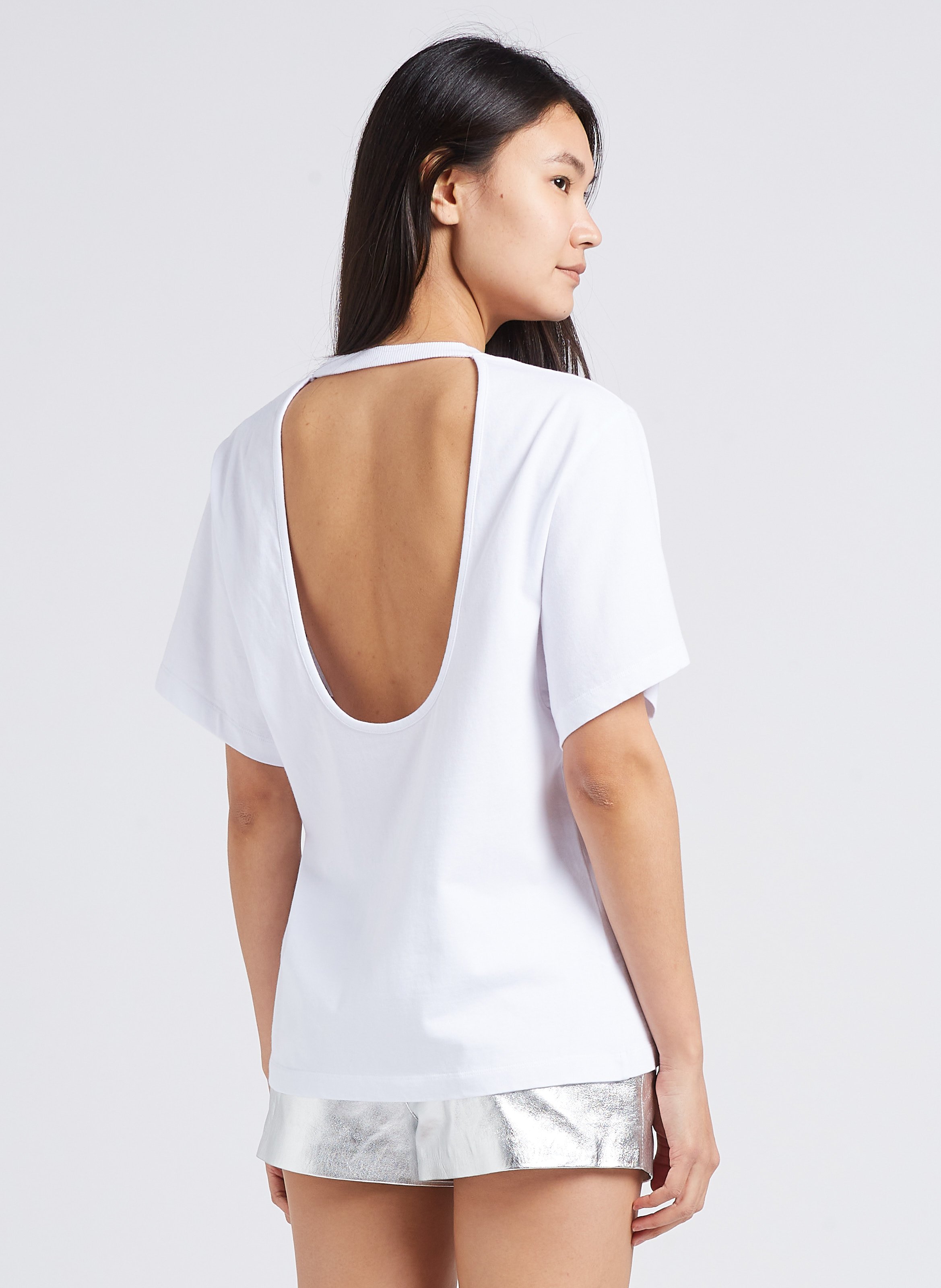 Top droit col rond décolleté dos IRO Blanc