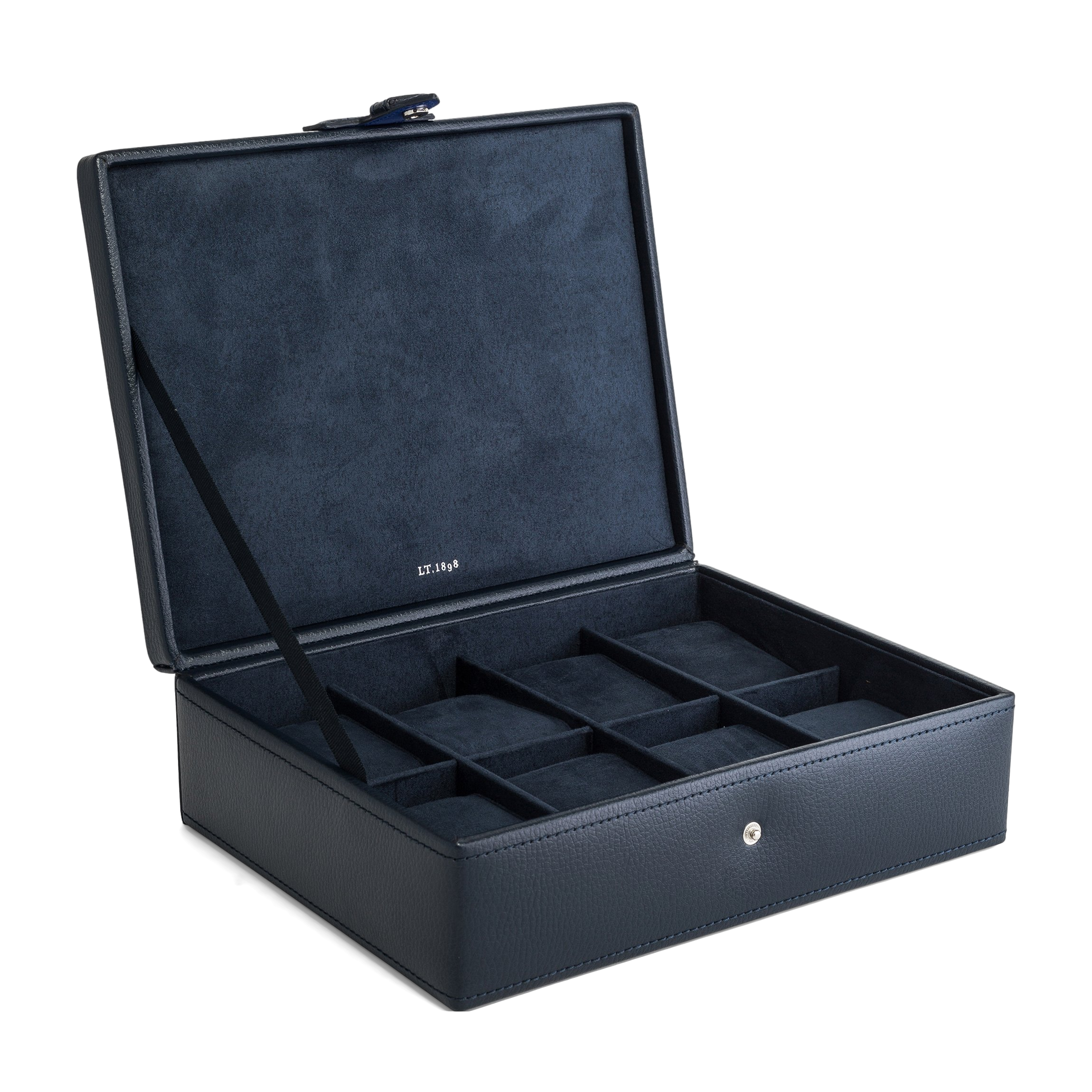 Leren horlogekistje voor 8 horloges LE TANNEUR Blauw