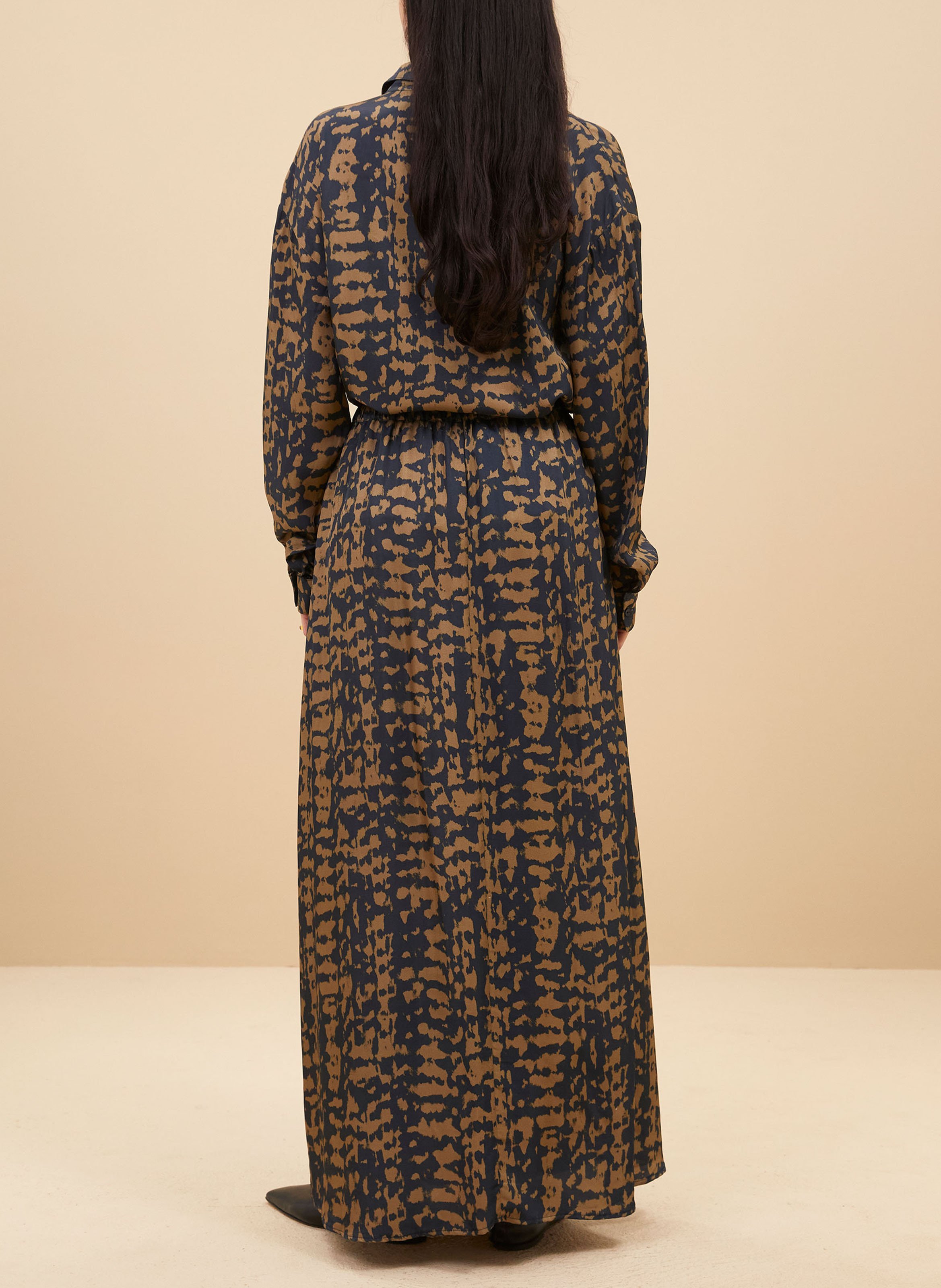 Straight printed shirt with classic collar BY BAR Beige