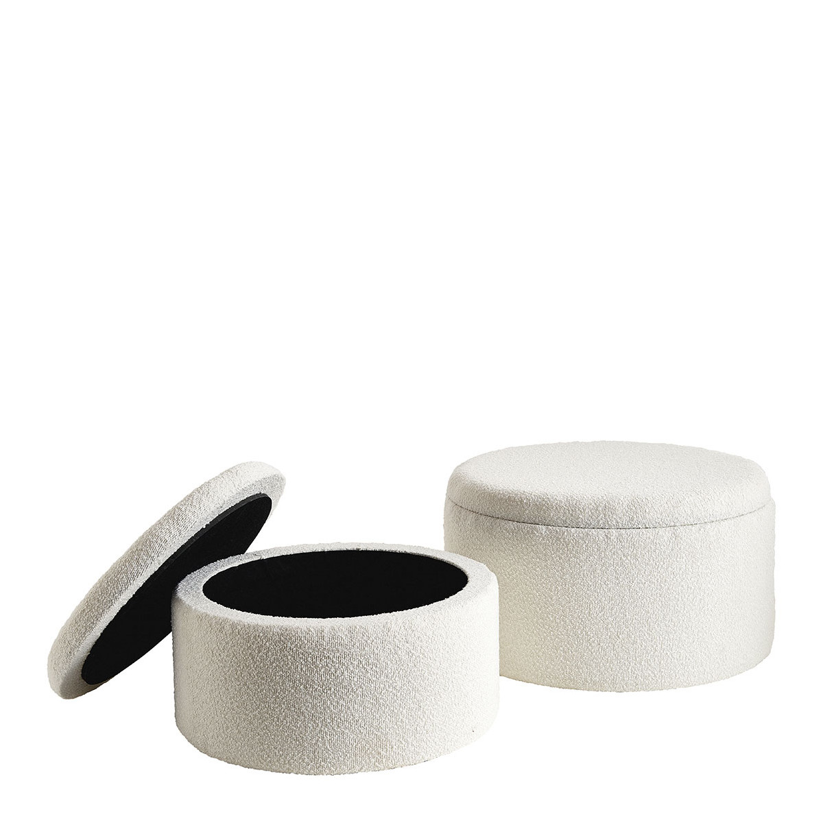 Set de 2 poufs rila en bouclette - crème BLANC D'IVOIRE Blanc